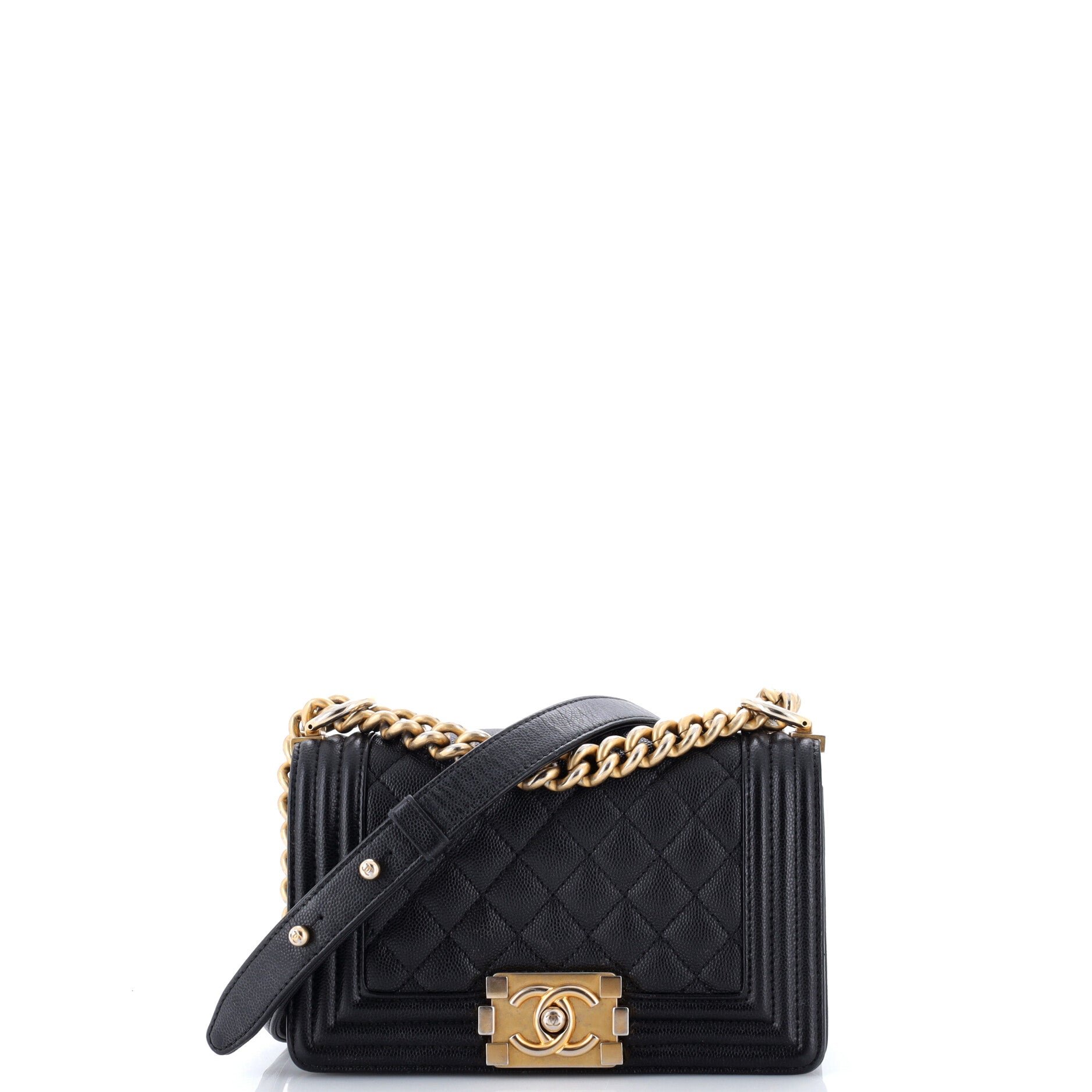 Boy Flap Bag Quilted Caviar Small
