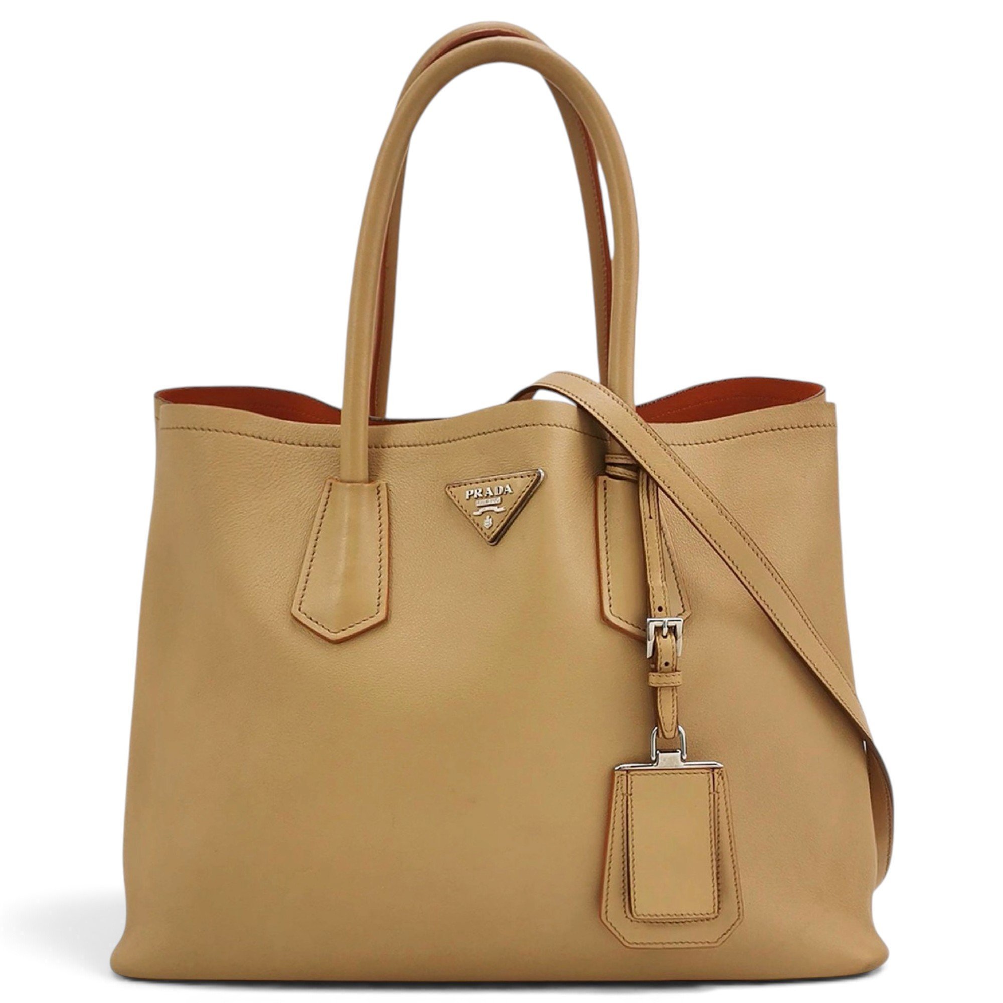 Double leather handbag