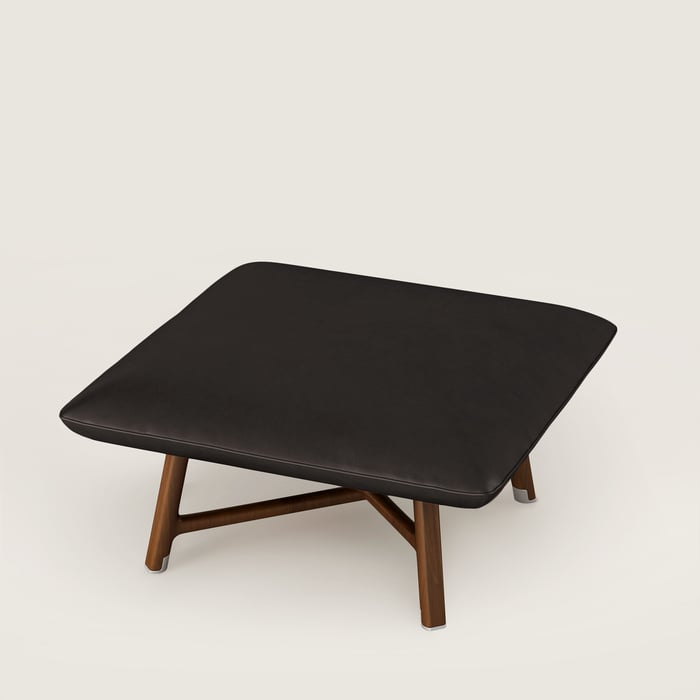 Noir Ébène Les Necessaires d'Hermès "Carre d'Assise" Low Stool, Medium Model