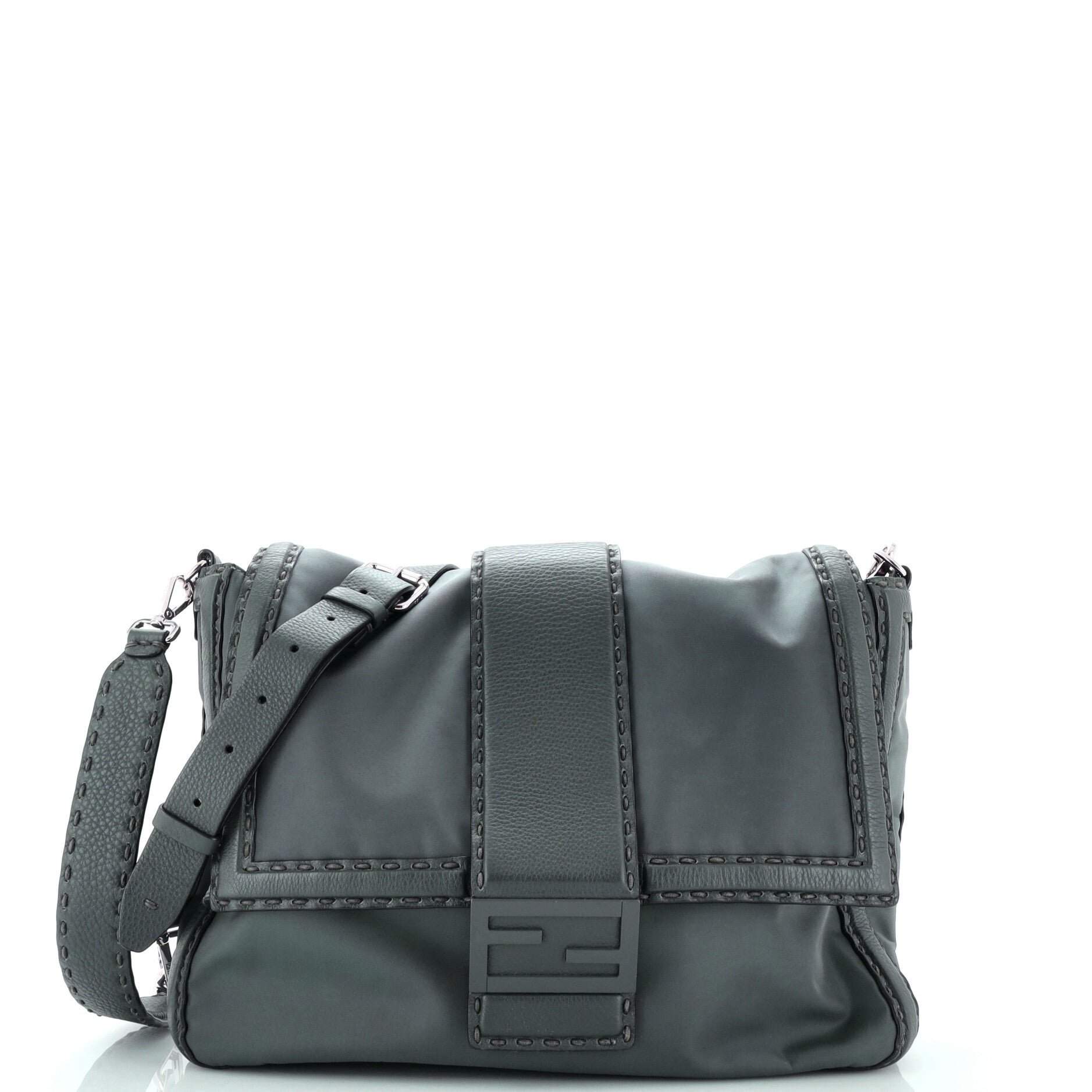 Baguette Flap Messenger Bag Nylon Large
