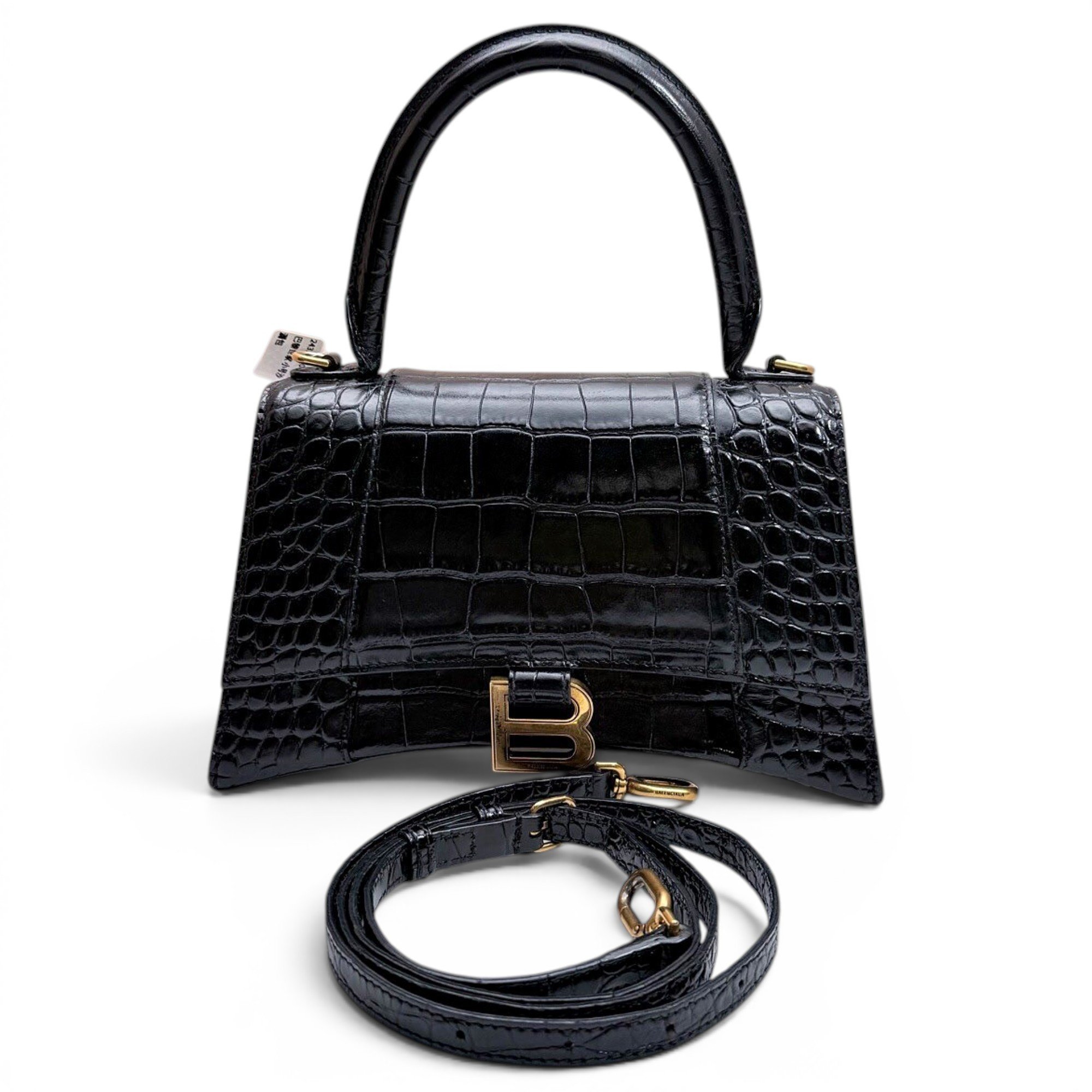 Hourglass leather handbag