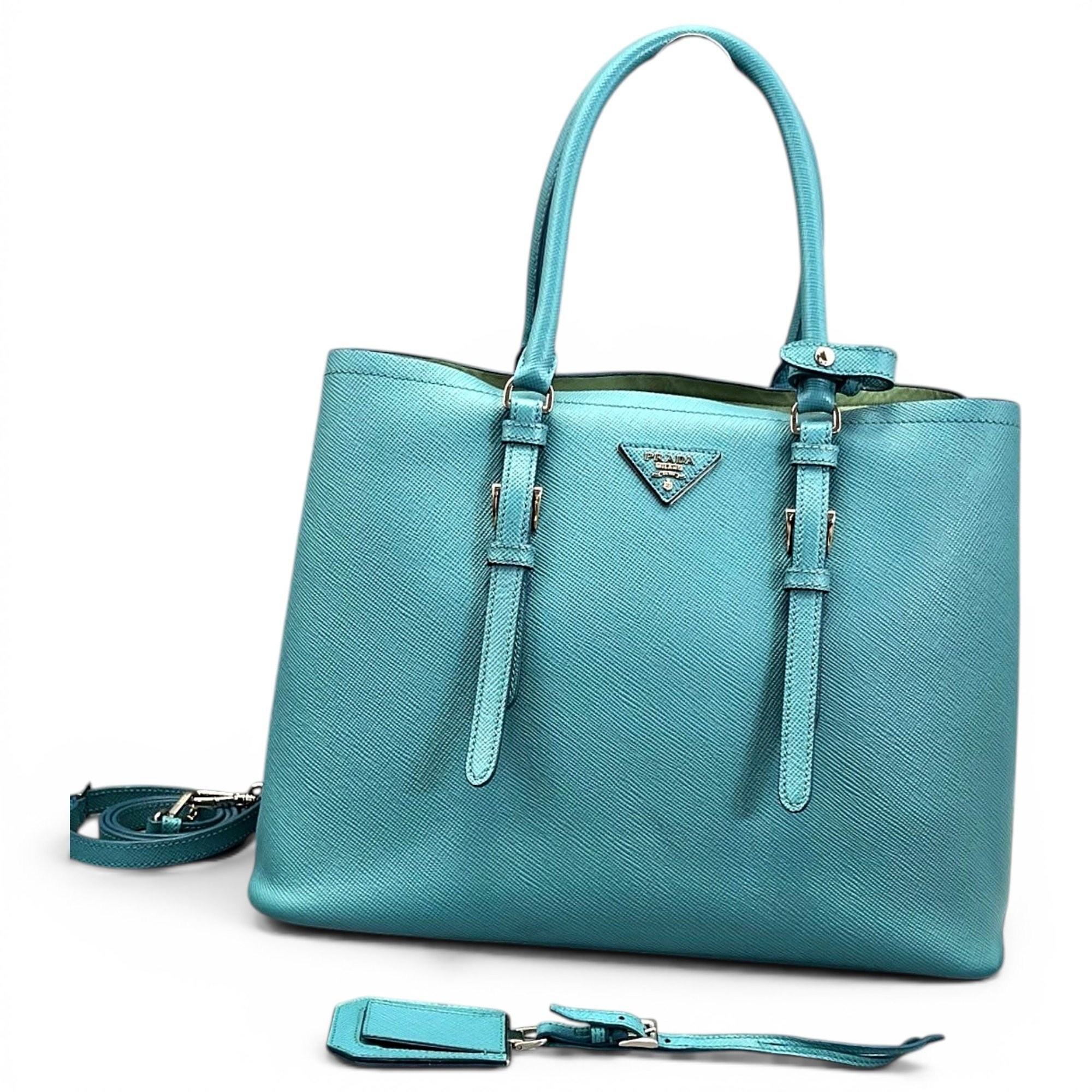 Double leather handbag