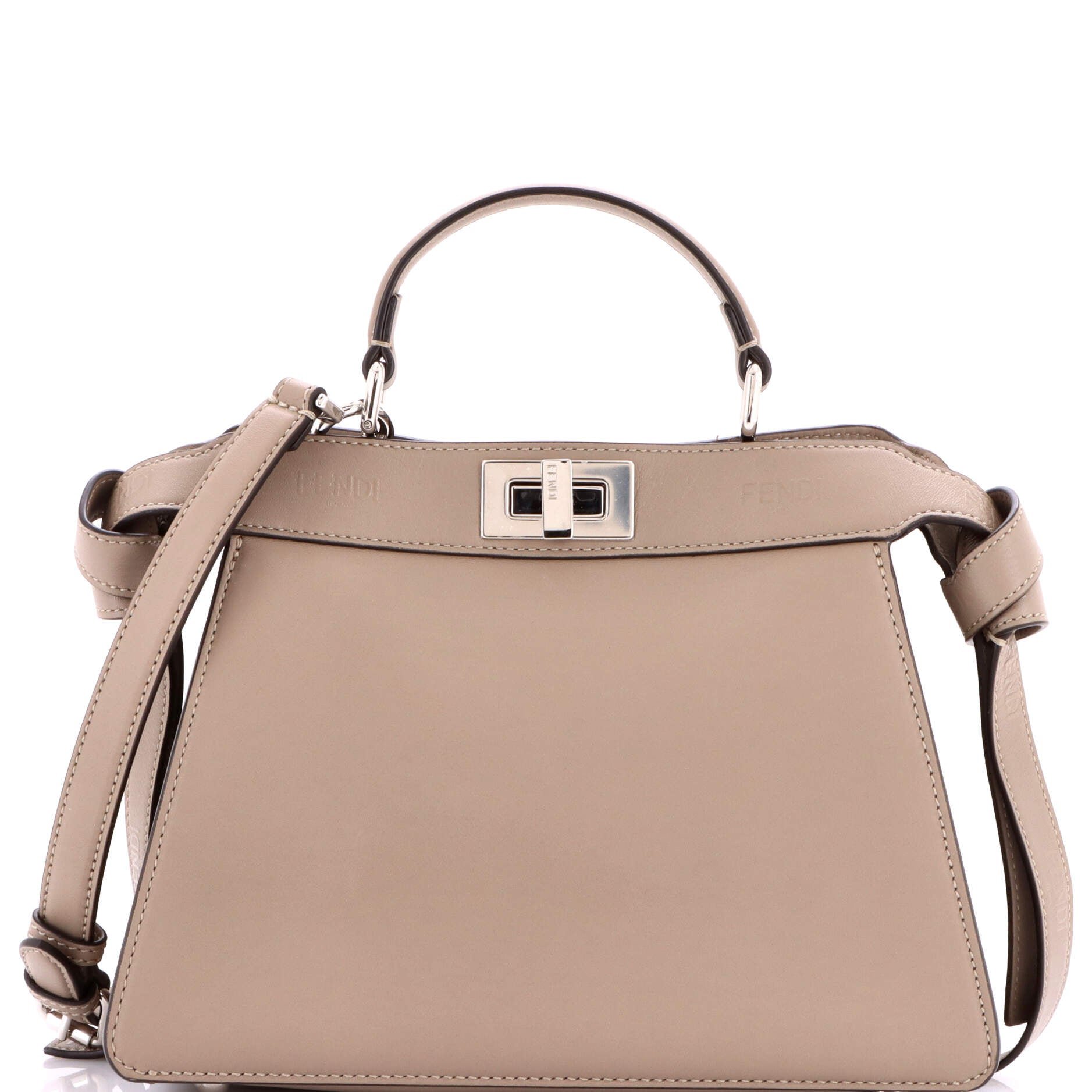 Fendi Logo Side Knot Peekaboo ISeeU Bag Leather Small