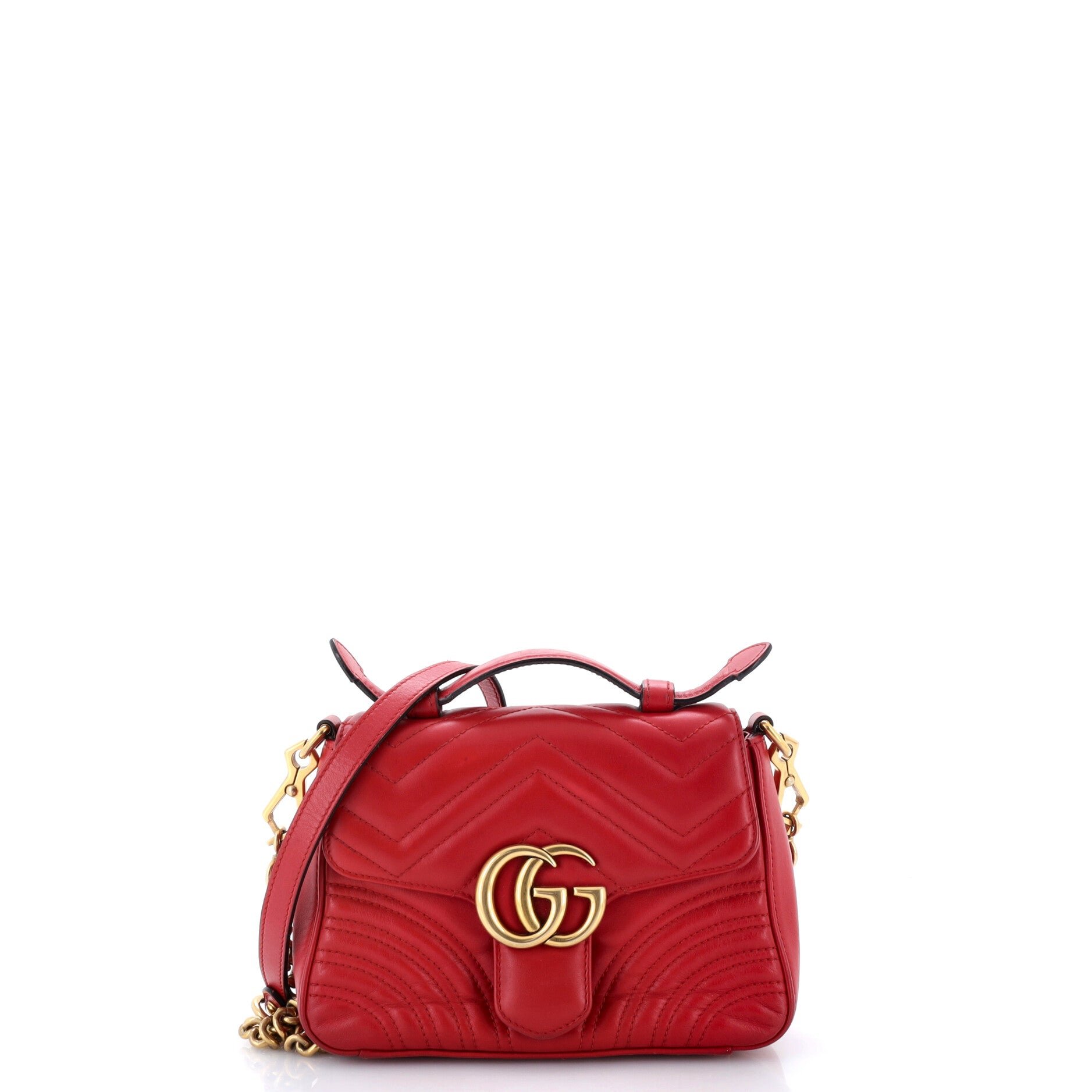 GG Marmont Top Handle Flap Bag Matelasse Leather Mini