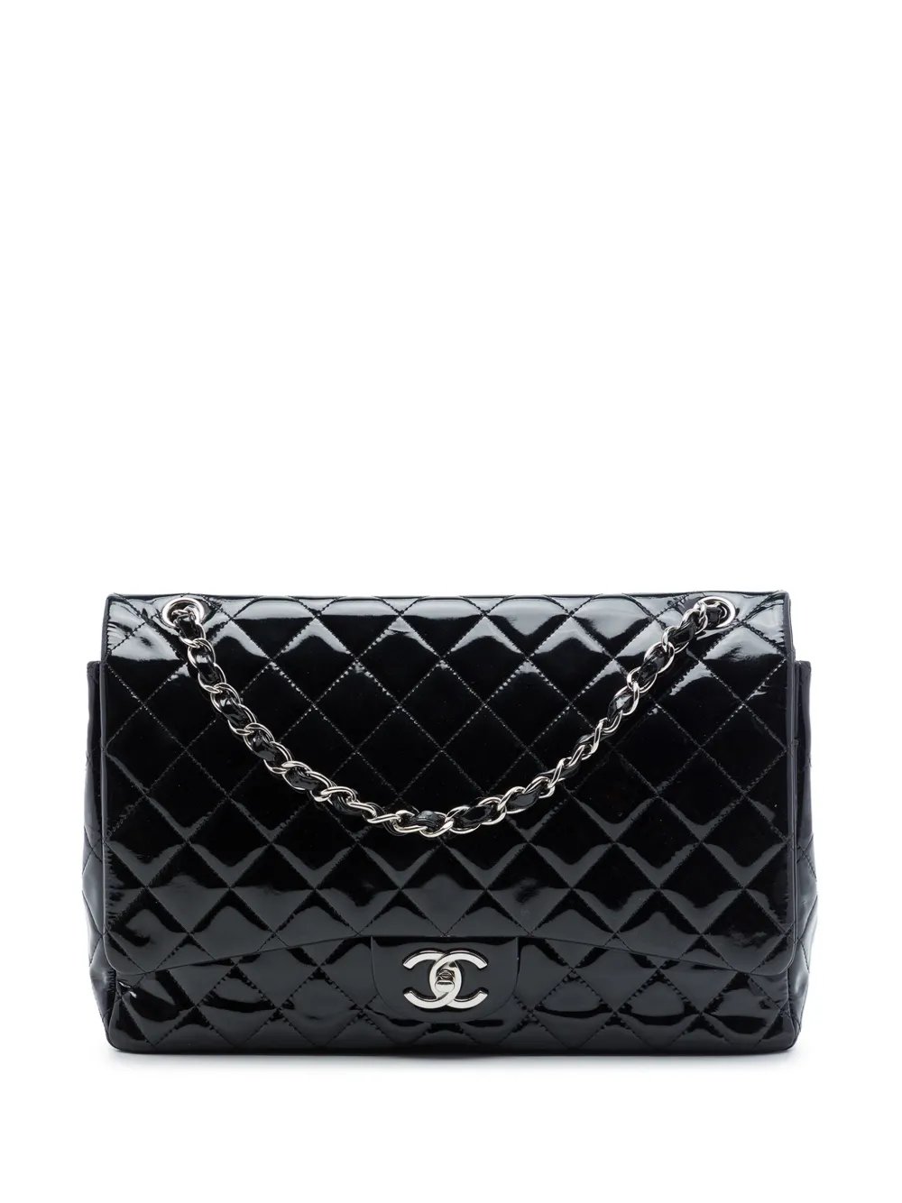 2013-2014 Maxi Classic Patent Double Flap shoulder bag