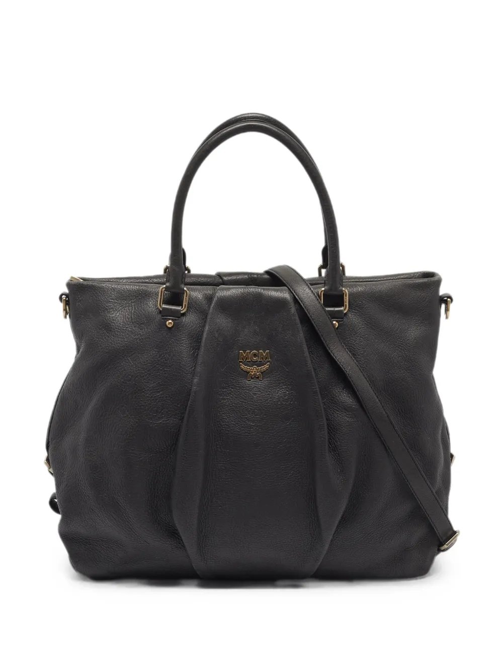 logo-detail grained handbag