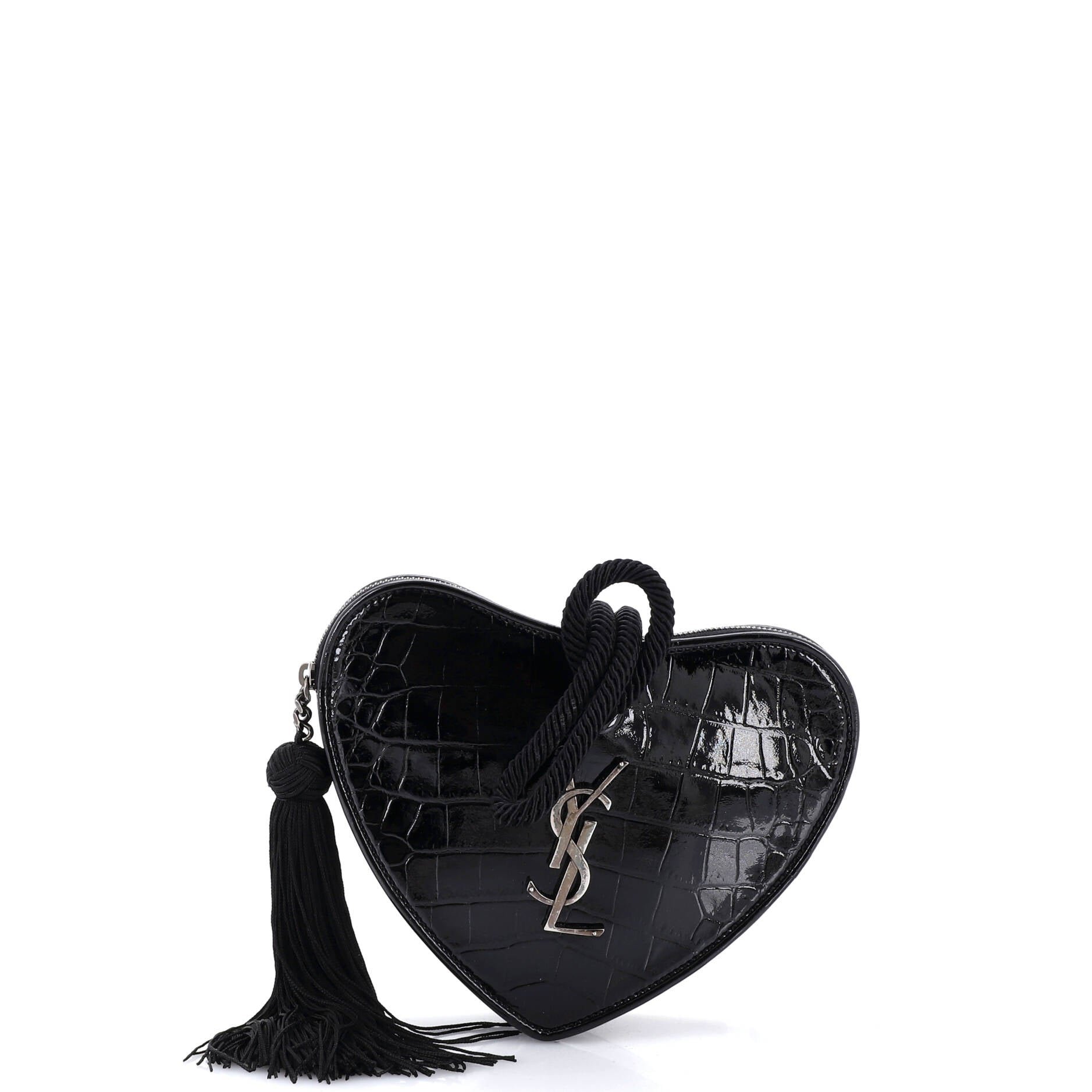 Heart Tassel Clutch Crocodile Embossed Patent