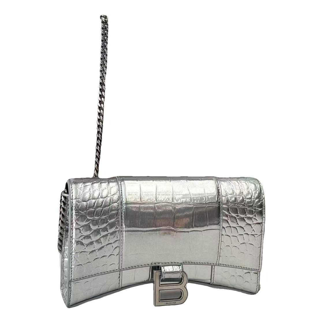 Hourglass leather handbag