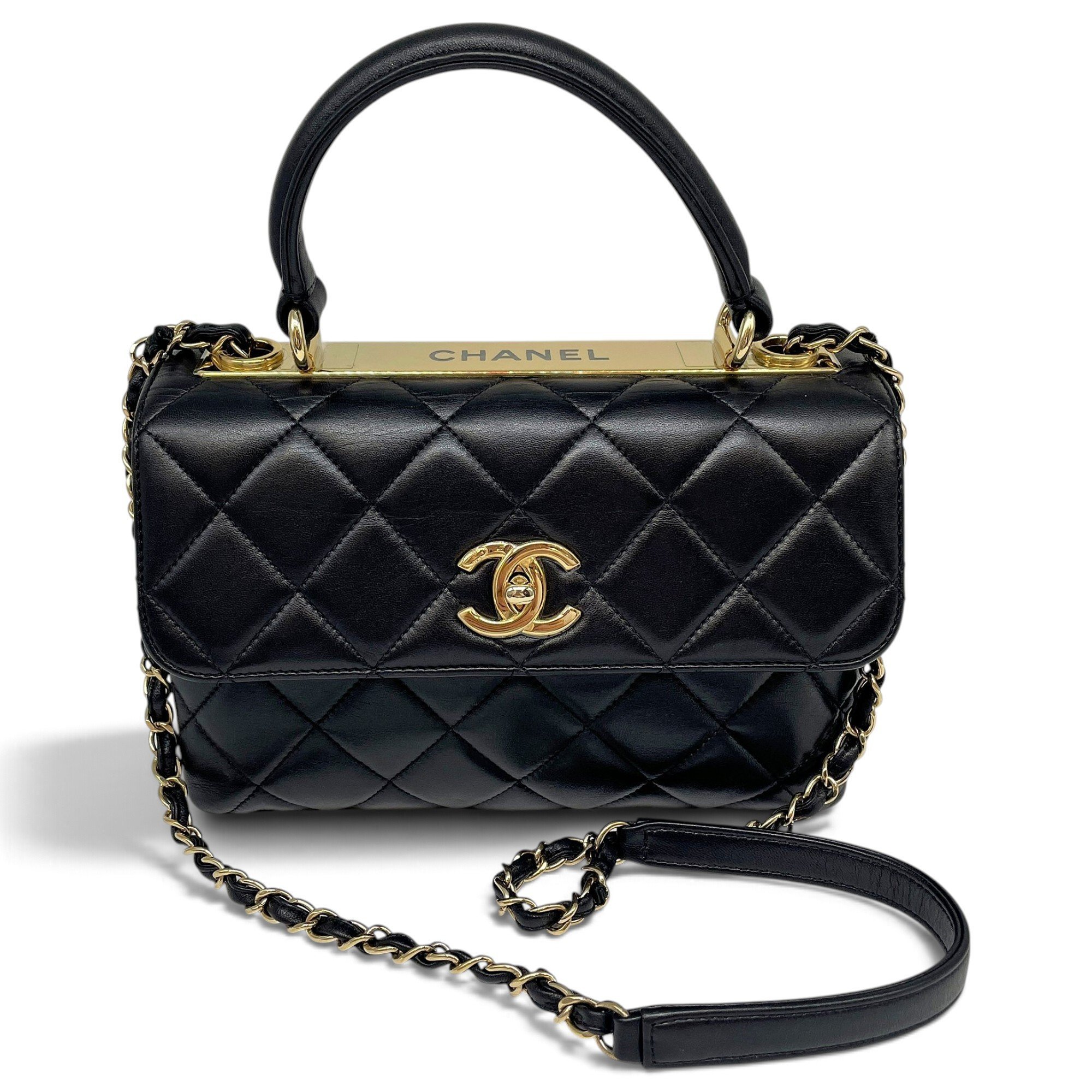 Trendy CC Top Handle leather handbag