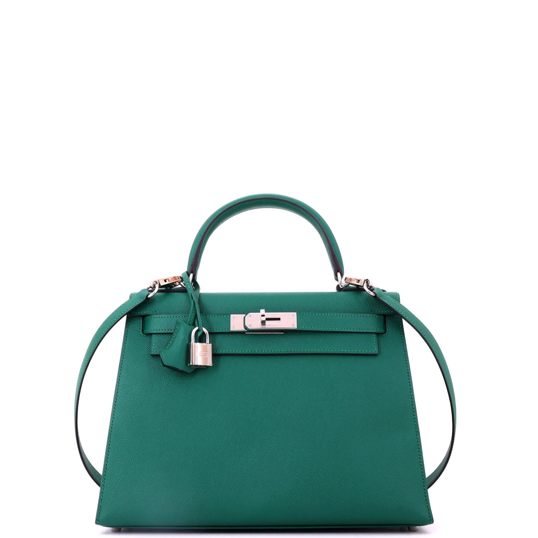 Kelly Handbag Malachite Epsom with Palladium Hardware 28