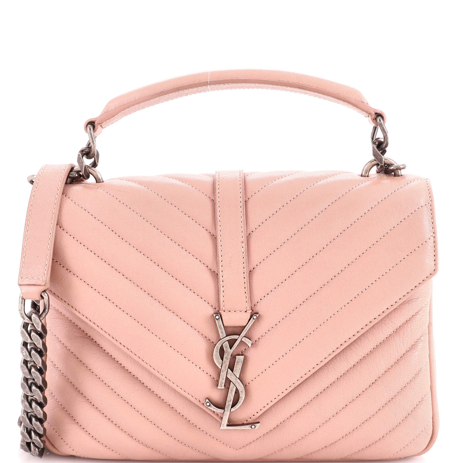 Saint Laurent Classic Monogram College Bag Matelasse Chevron Leather Medium