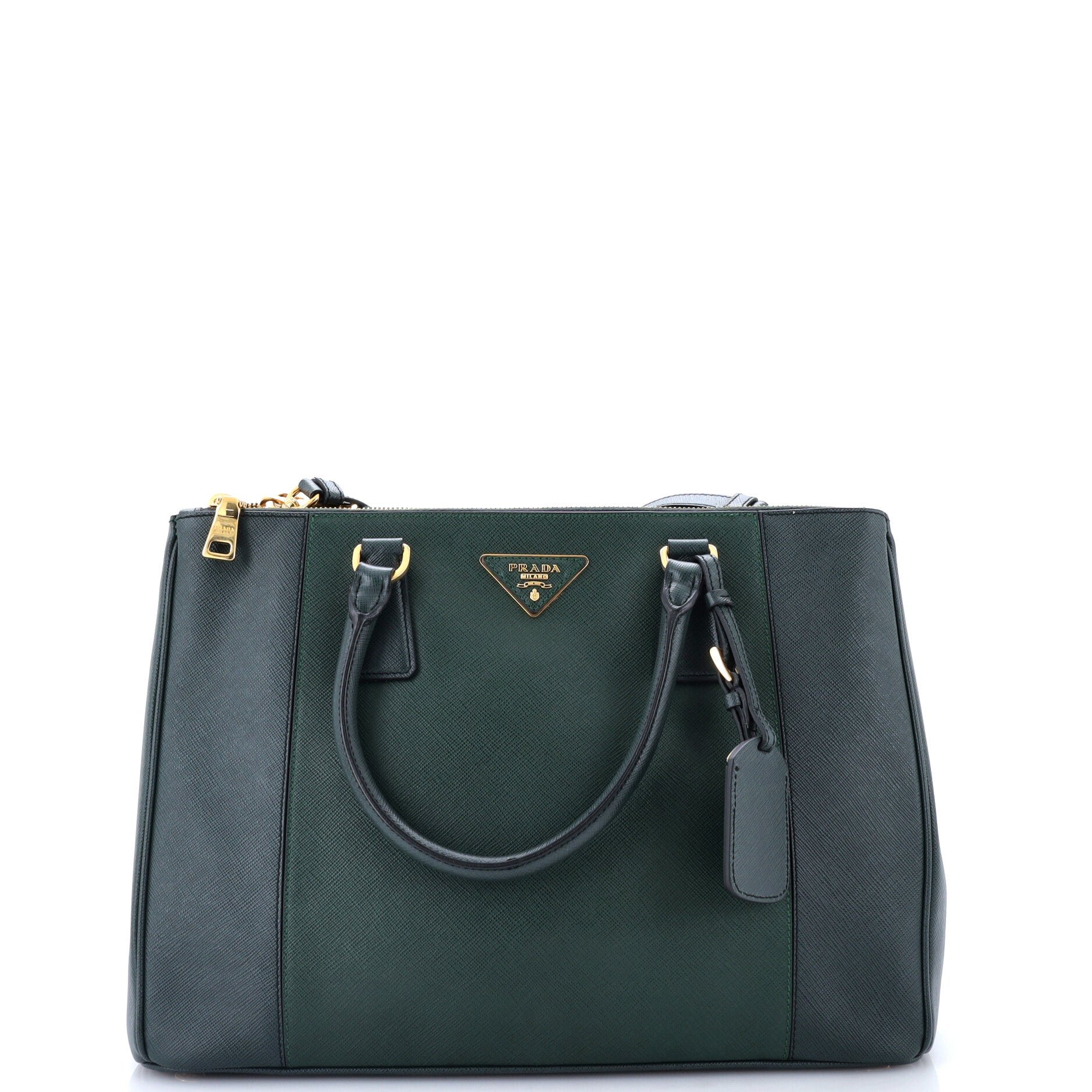 Bicolor Double Zip Lux Tote Saffiano Leather Medium