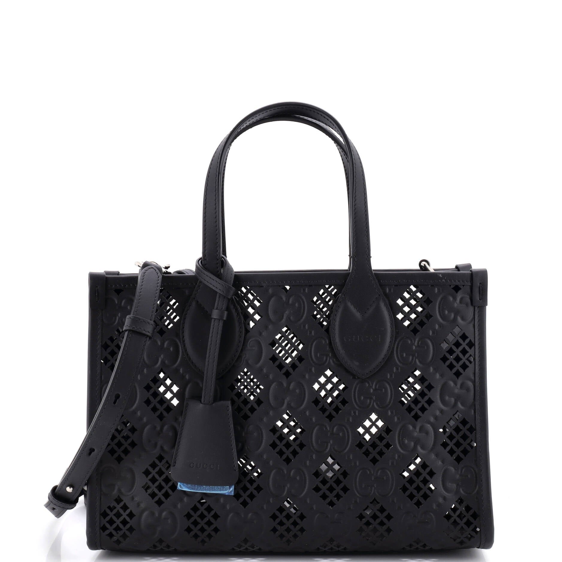 Convertible Tote GG Debossed Laser Cut Leather Small