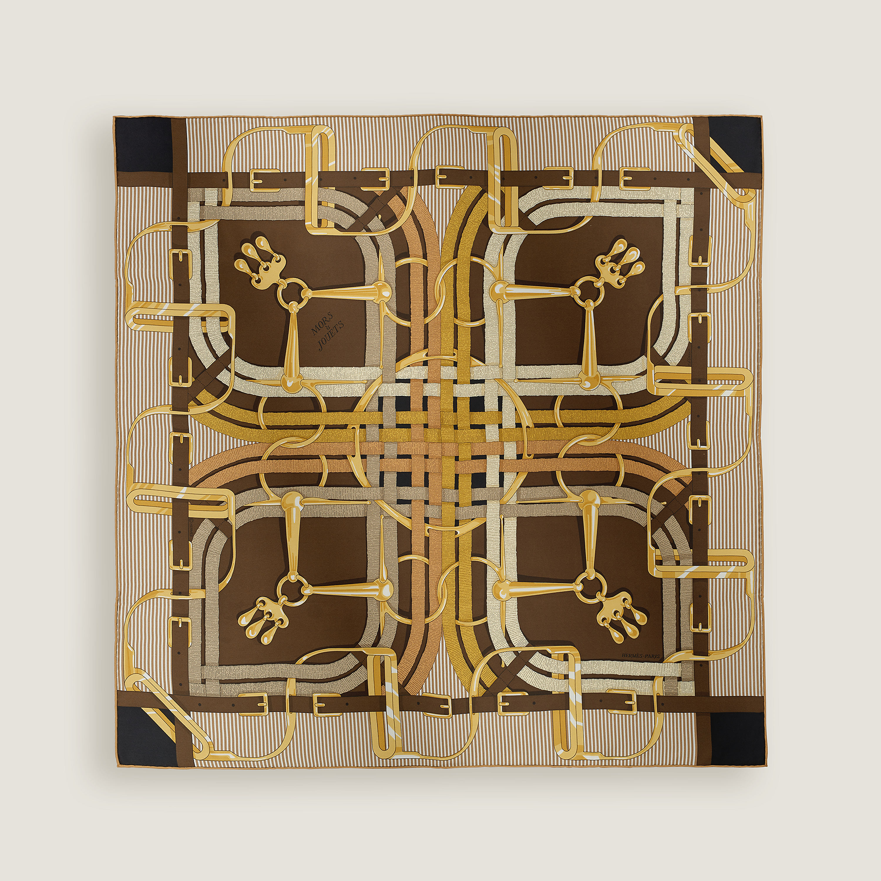 Hermès Mors a Jouets Chemise scarf 70 Chocolat/Gold/Beige | BagUSeek