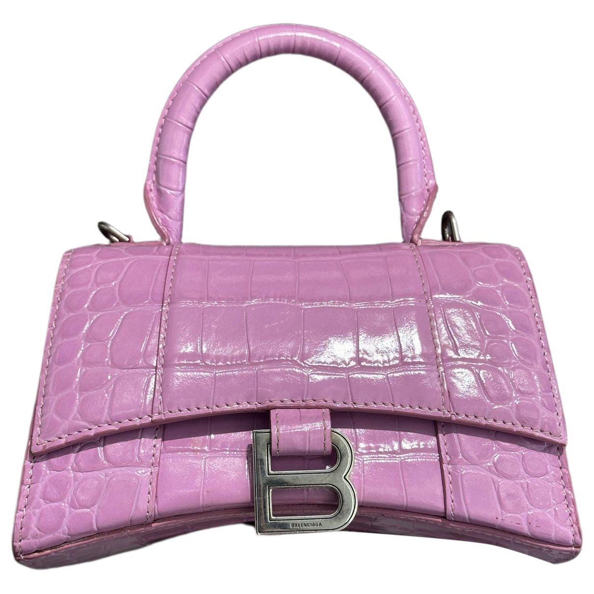 Hourglass leather handbag