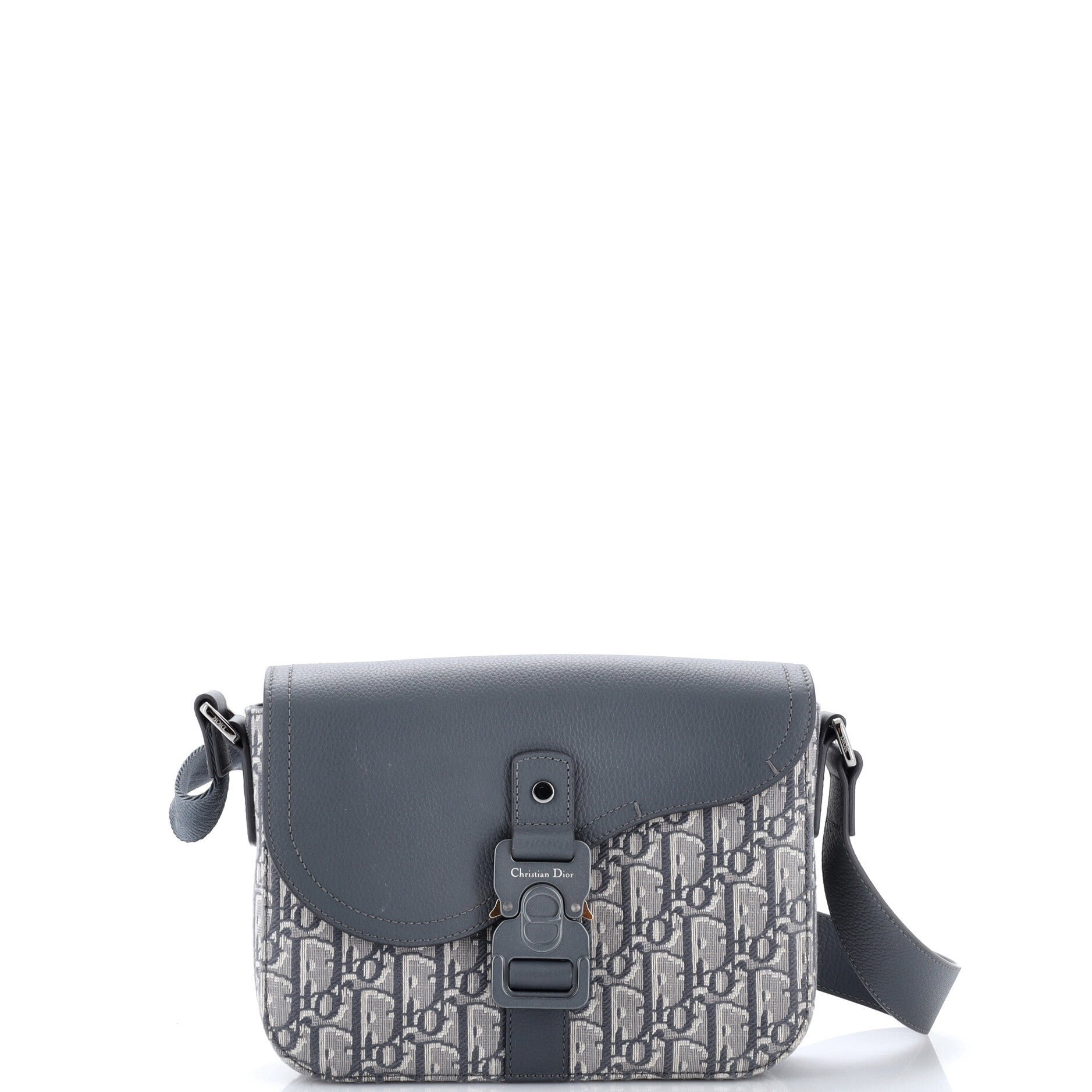 Saddle Buckle Flap Messenger Bag Oblique Canvas and Leather Medium