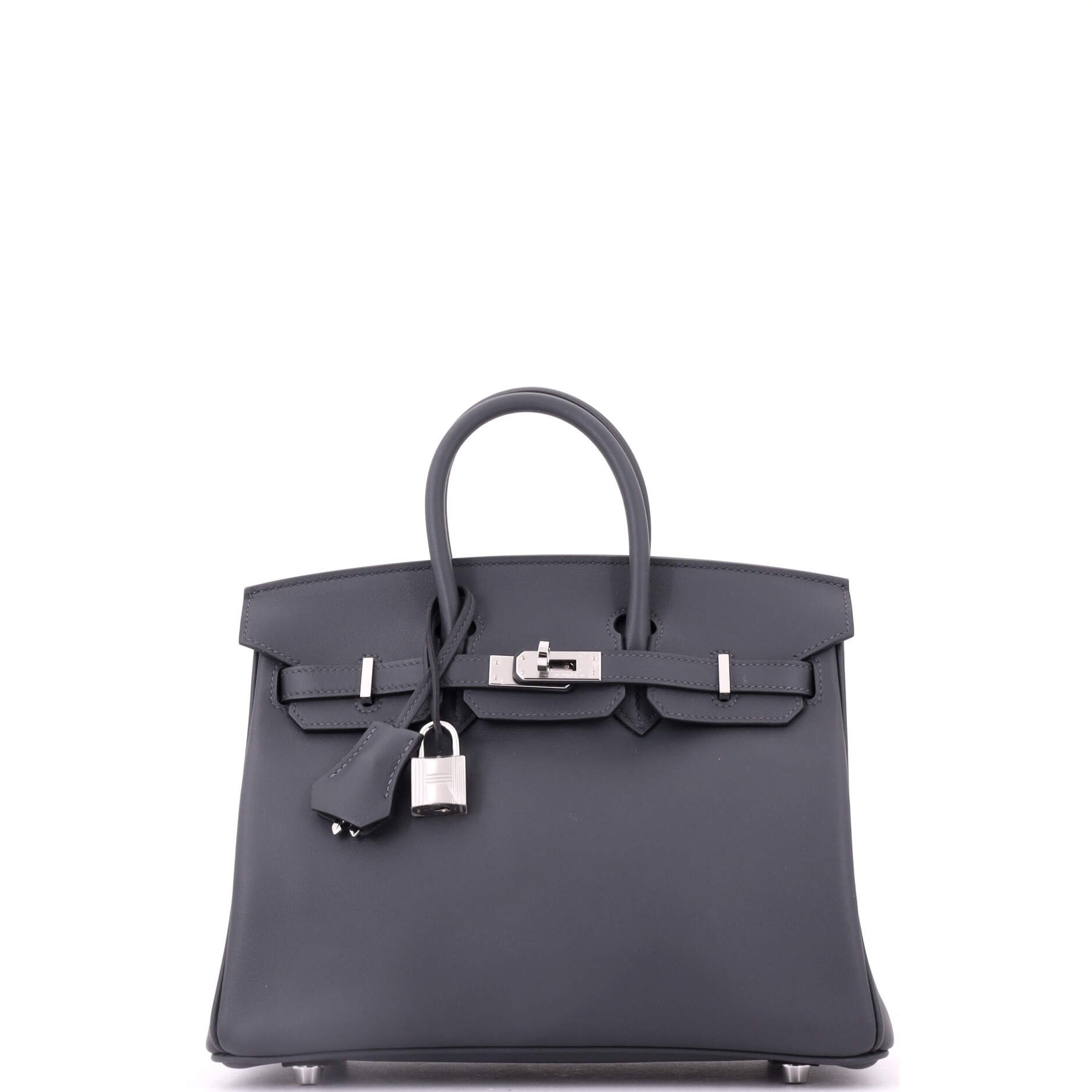 Birkin Handbag Grey Swift with Palladium Hardware 25