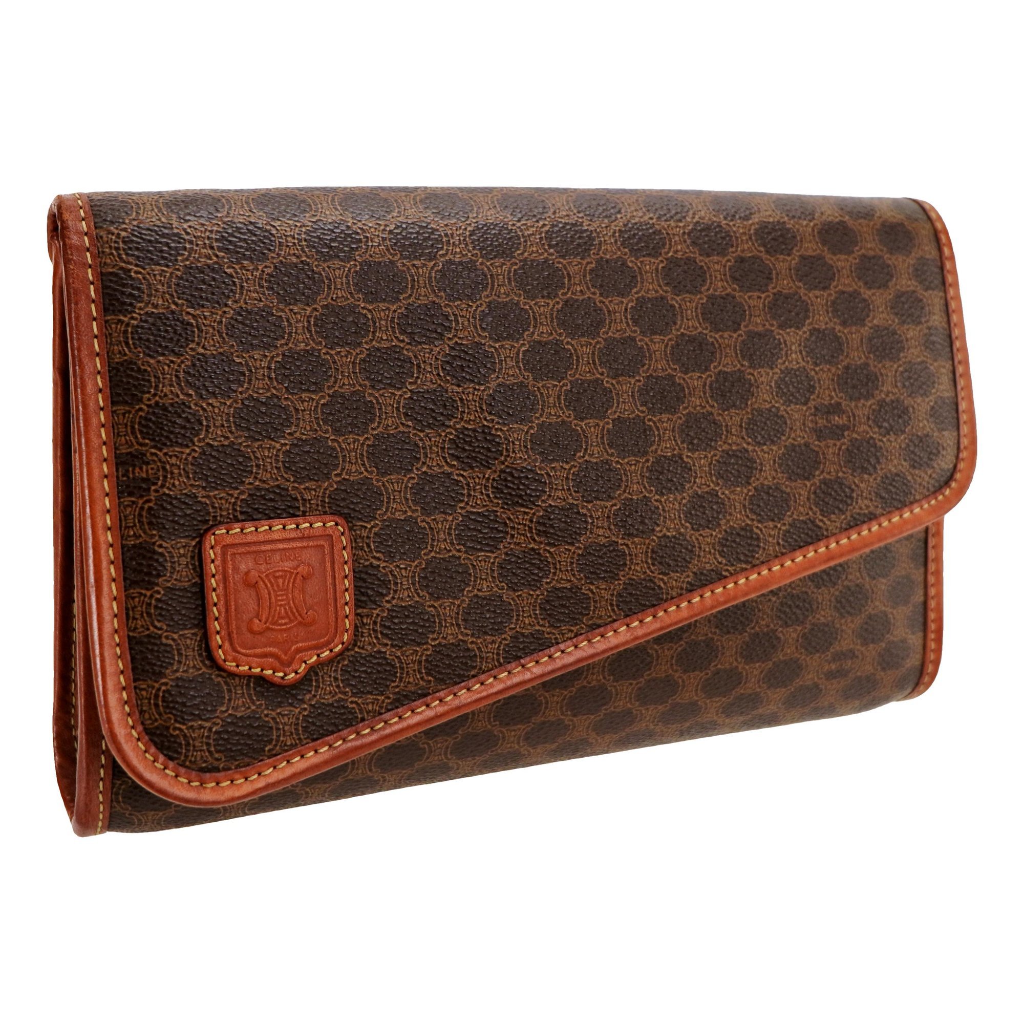 Triomphe Vintage leather clutch bag