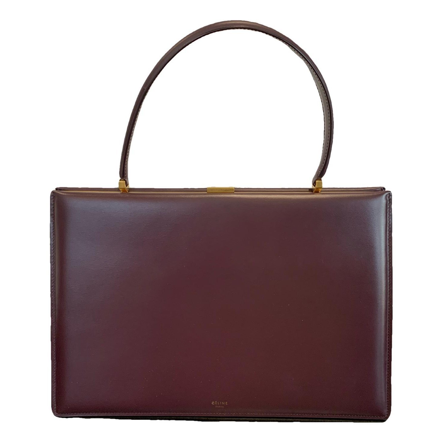 Clasp leather handbag