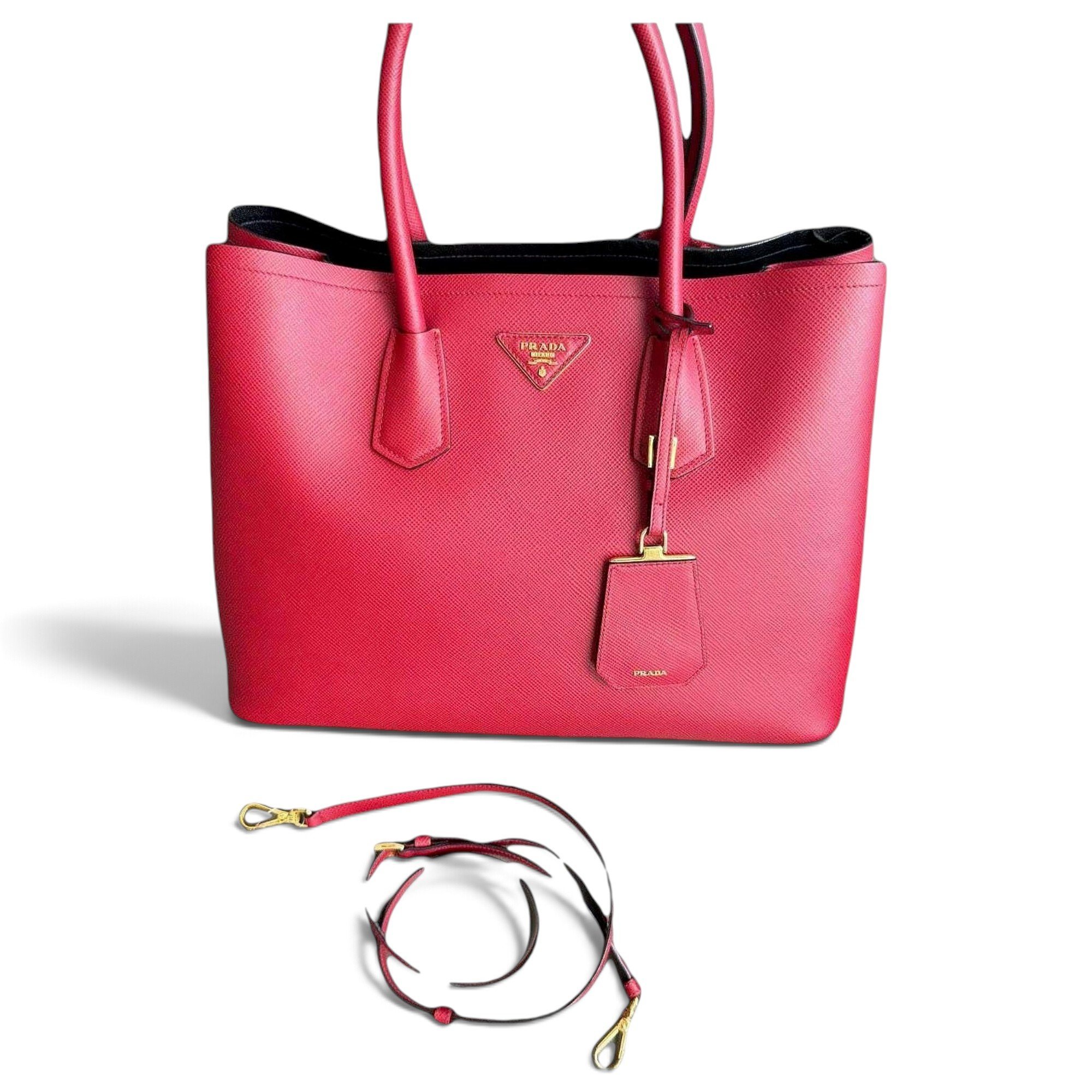 Double leather handbag