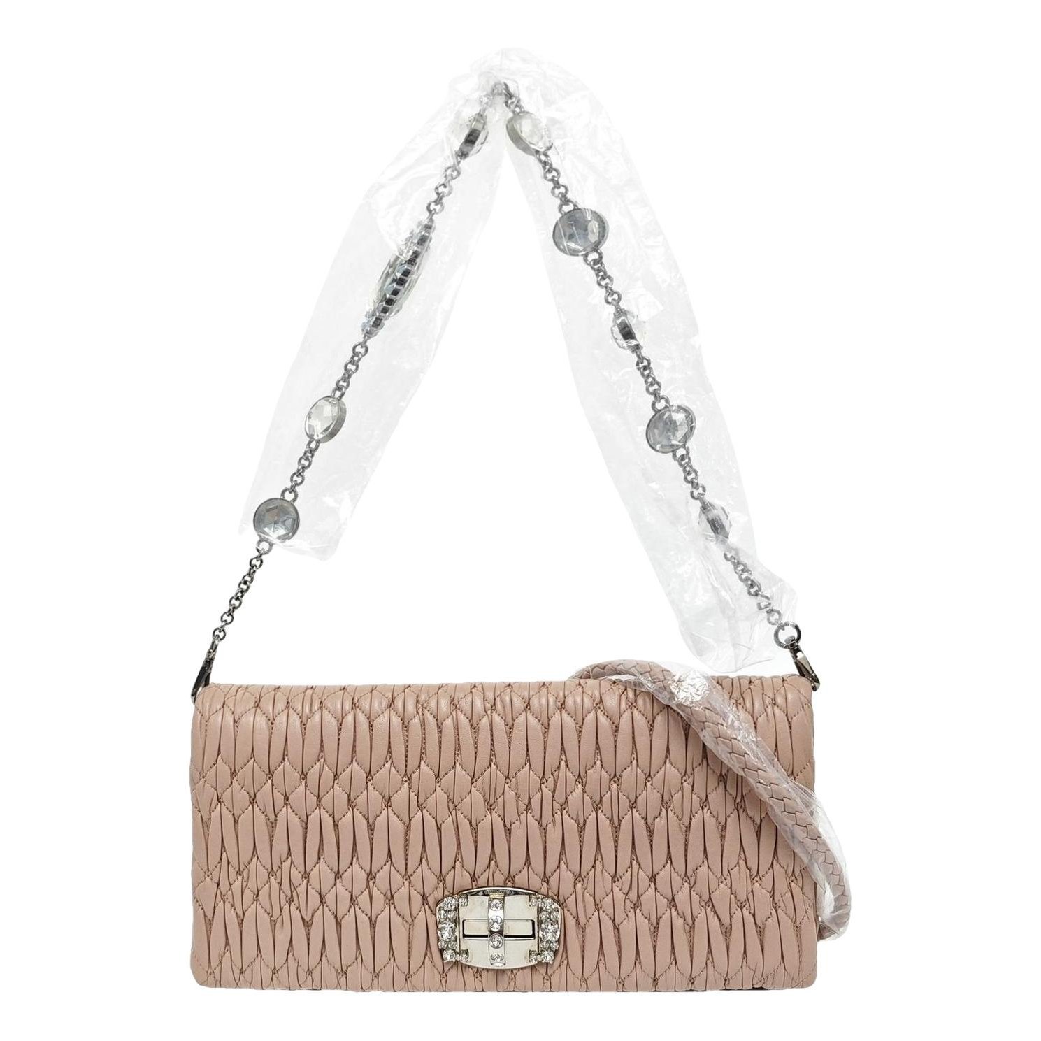 Miu Crystal leather handbag