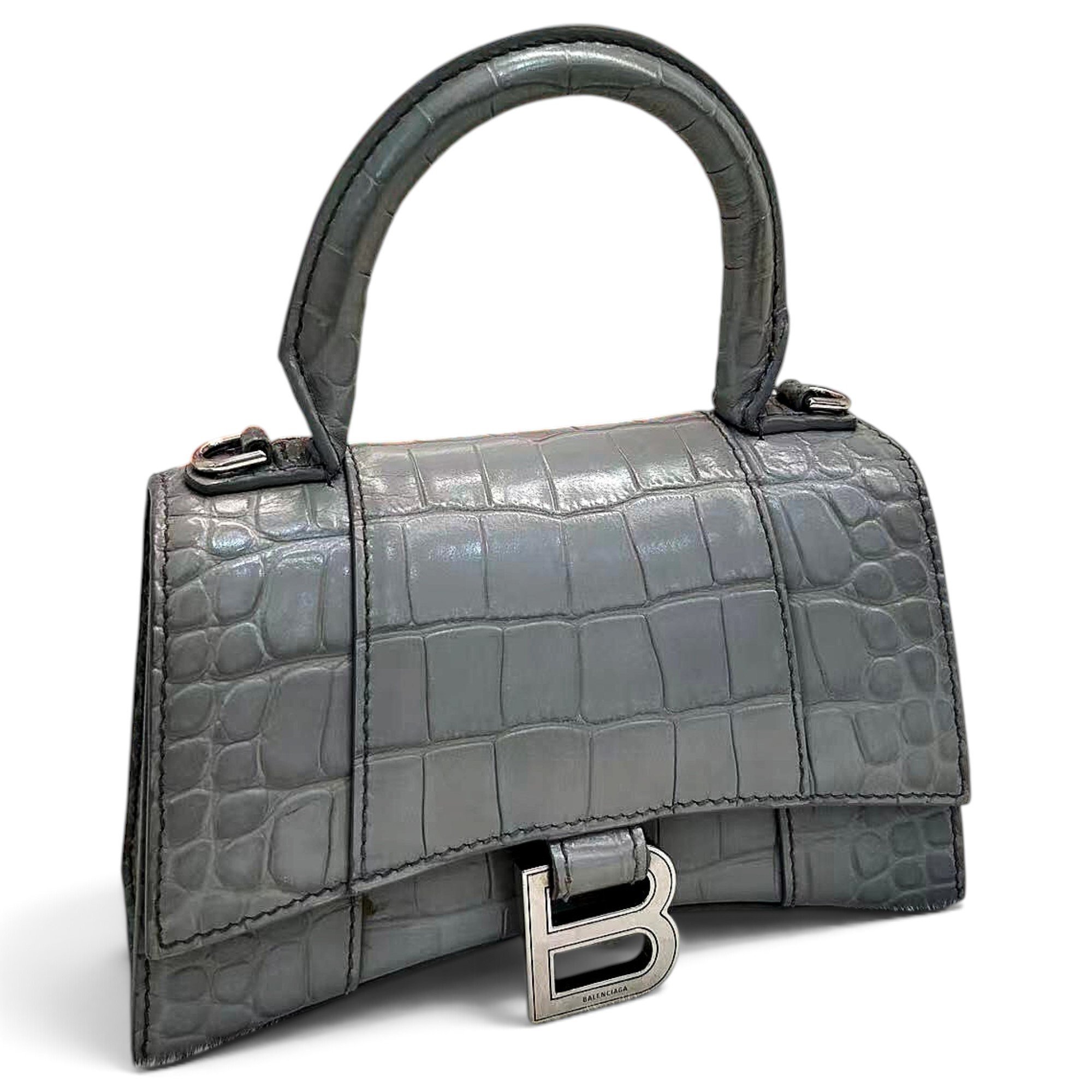 Hourglass leather handbag