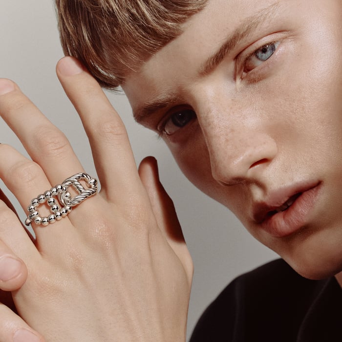 Sans Coloris Chaine d'Ancre Alea II Double Ring, Small Model