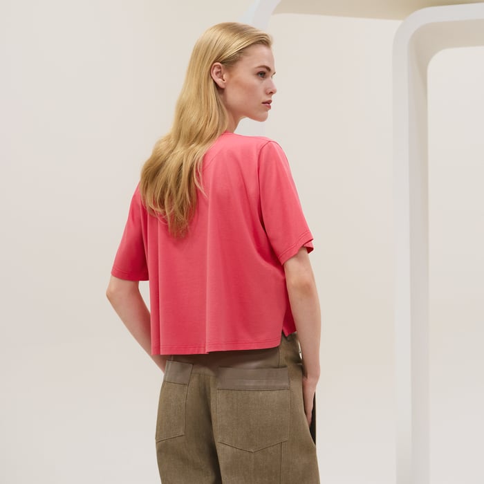 Rose Vermillon "Les Clefs" Cropped T-shirt