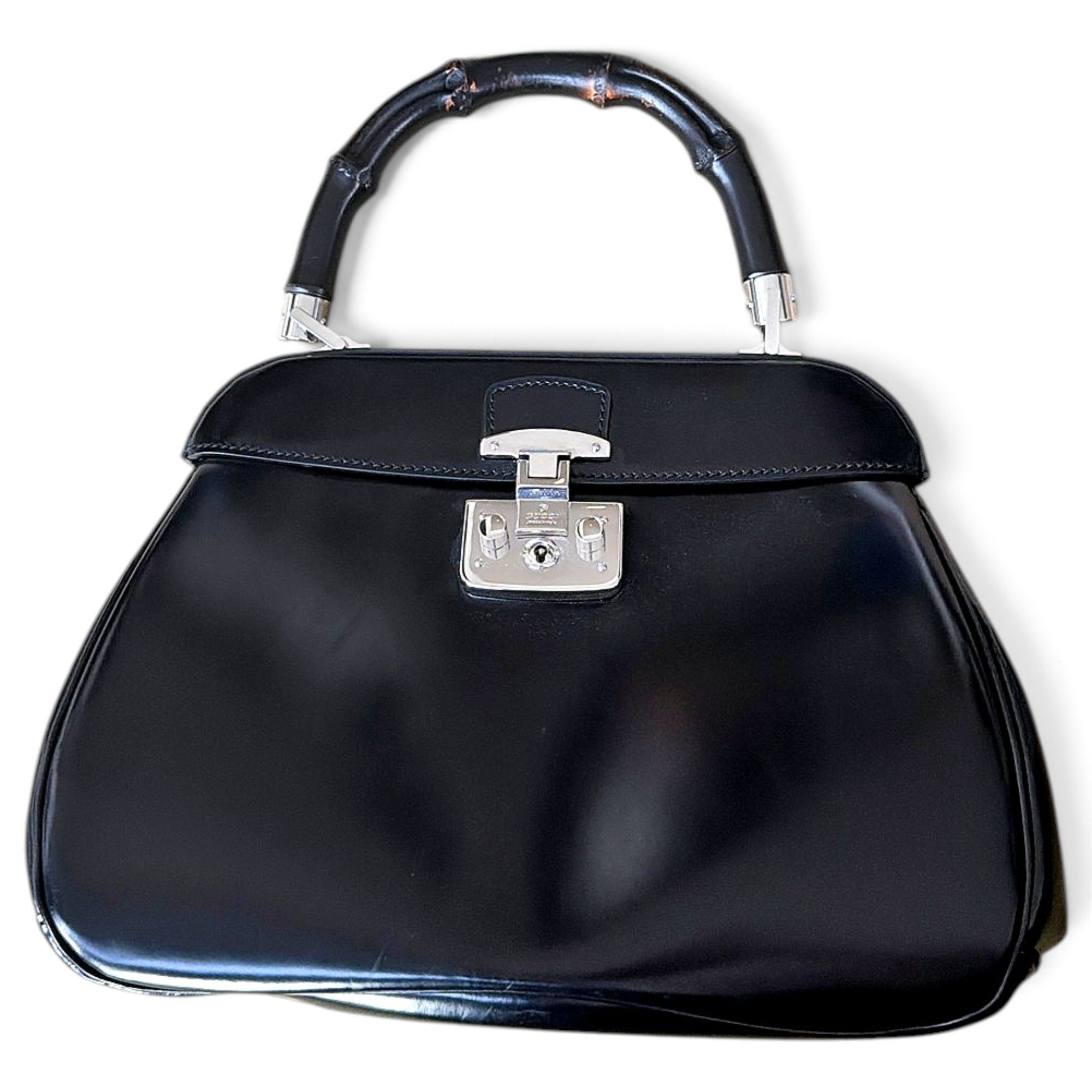 Bamboo Top Handle leather handbag