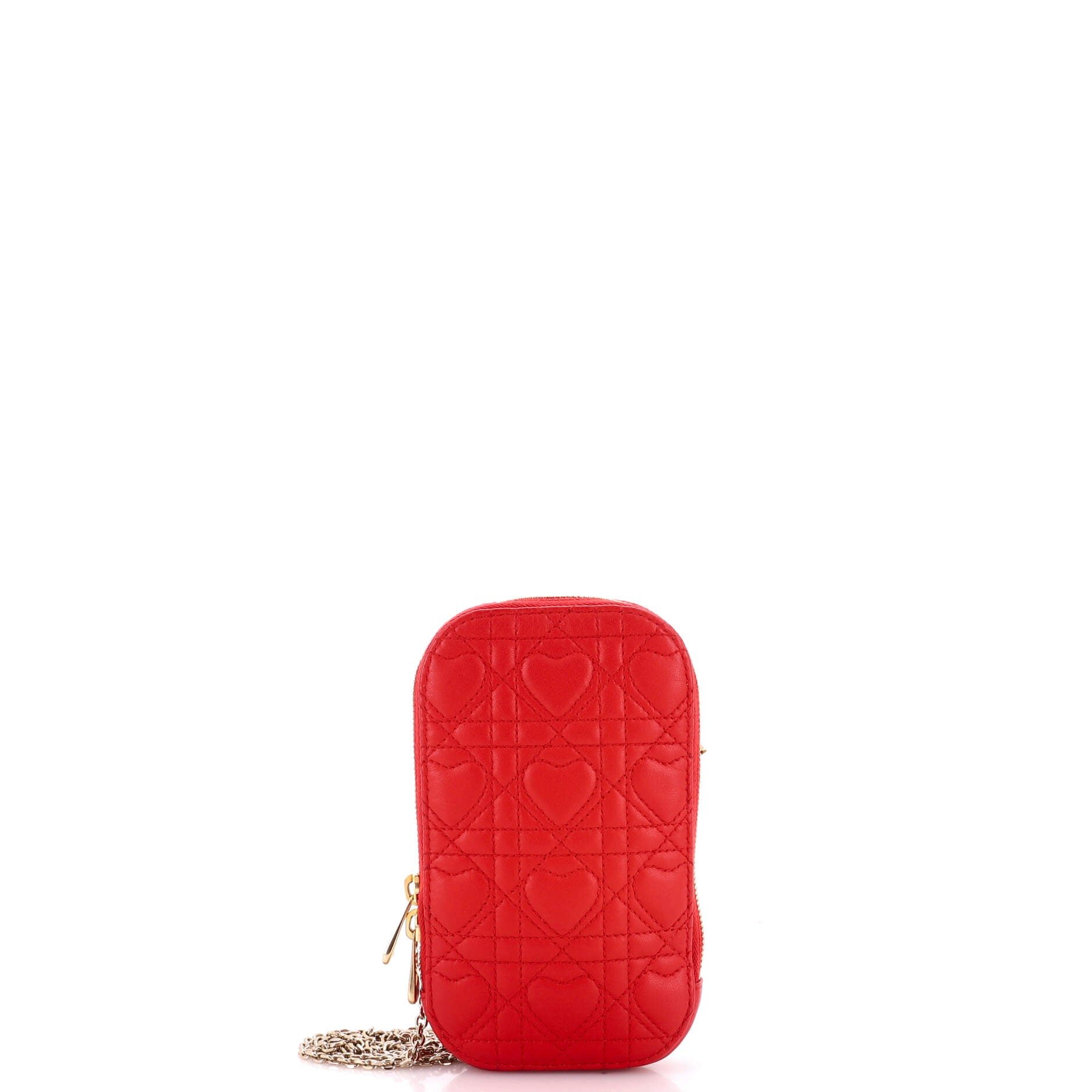 Dioramour Lady Dior Phone Holder on Chain Cannage Quilt Lambskin