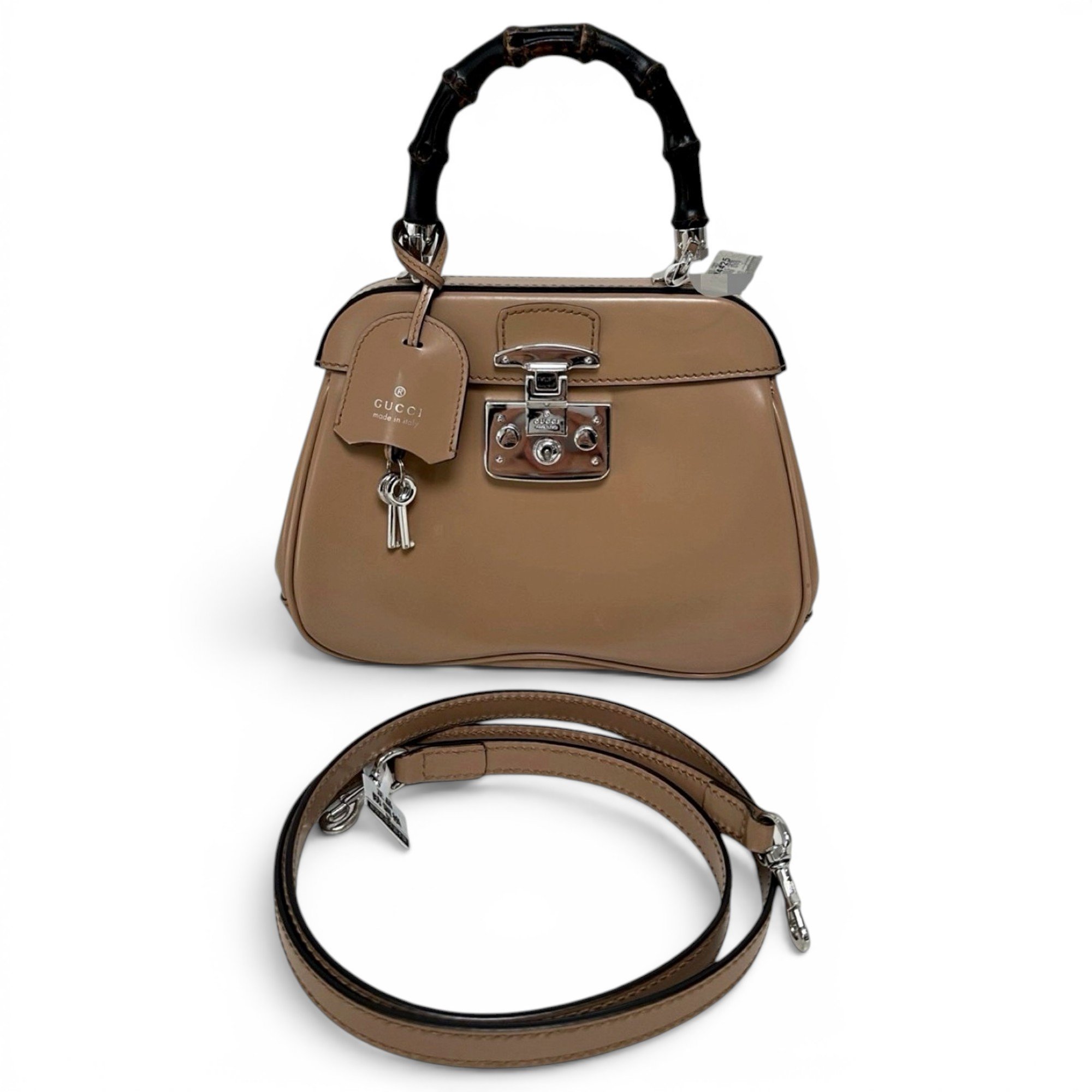 Bamboo Top Handle leather handbag