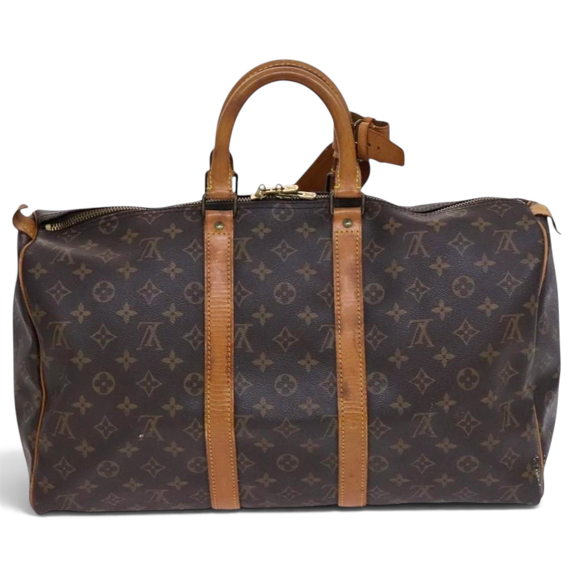 Louis Vuitton Keepall leather travel bag