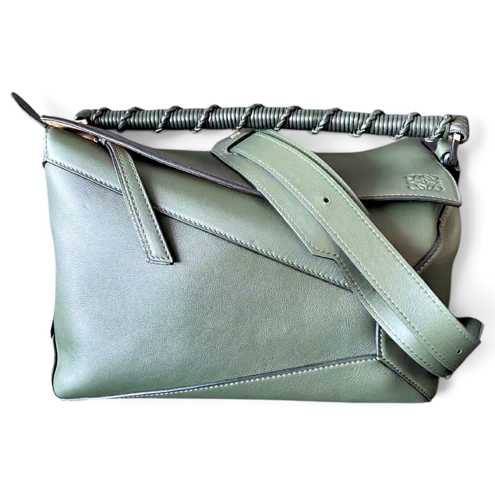 Puzzle leather handbag