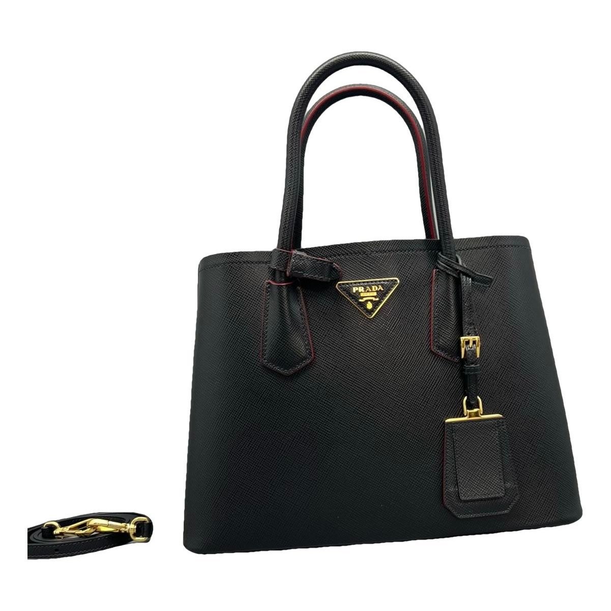 Double leather handbag
