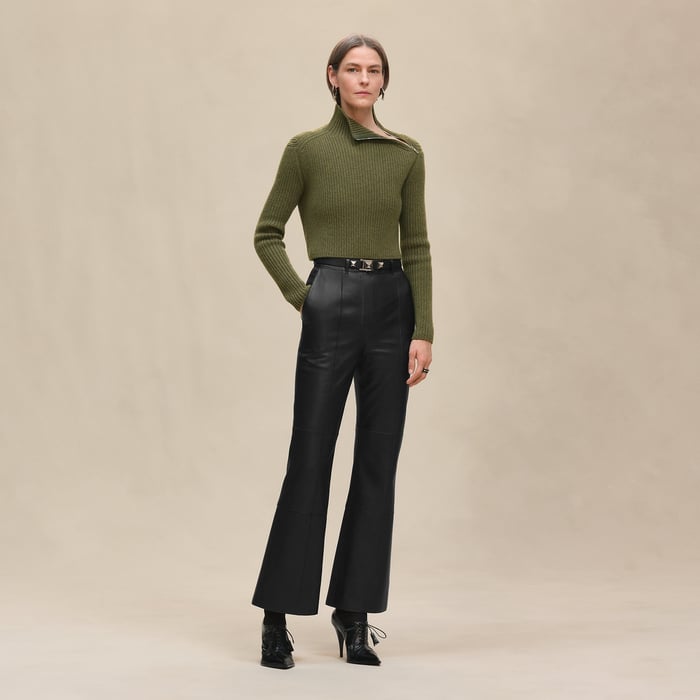 Kaki Long-sleeve Cropped Sweater
