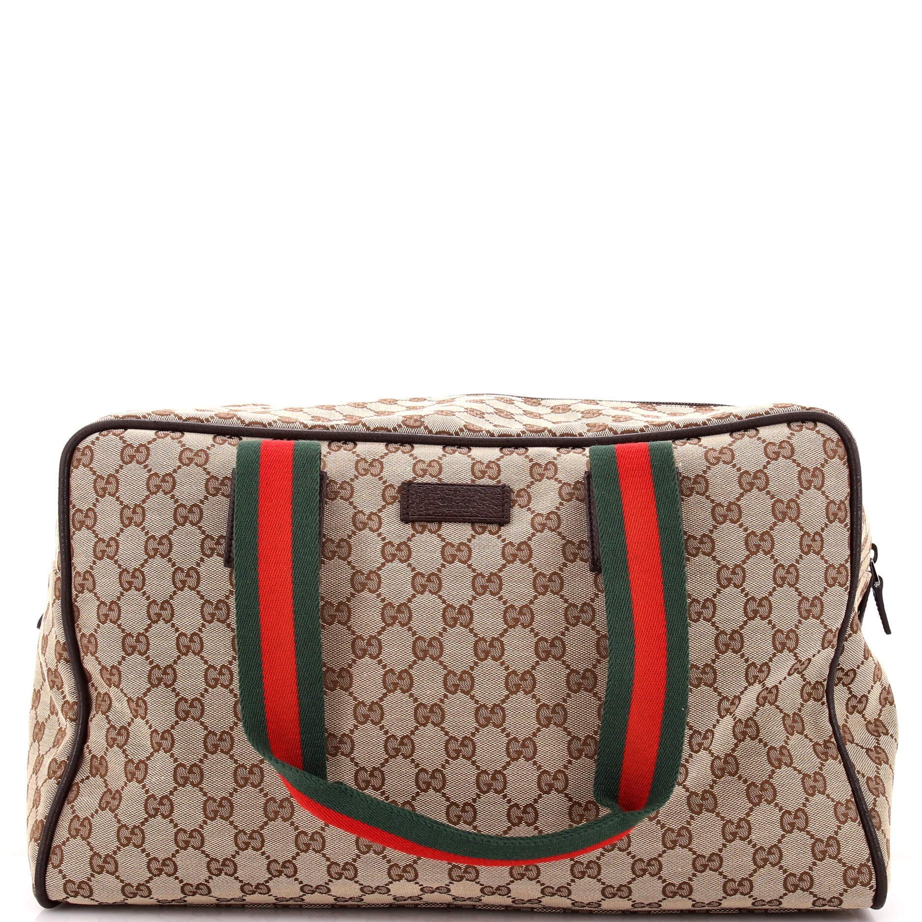 Web Carry On Duffle Bag GG Canvas with Leather Medium