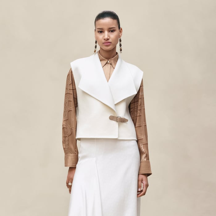 Blanc Naturel Cashmere Sleeveless Short Vest