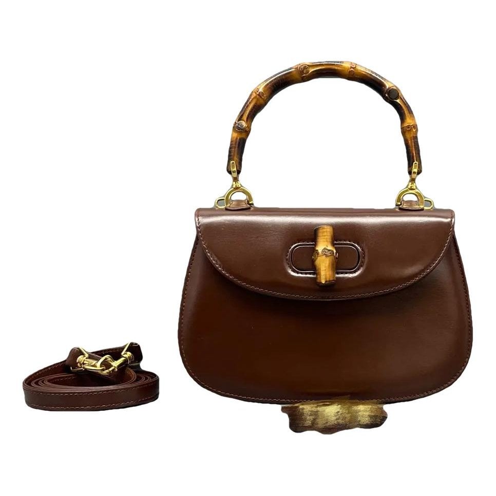 Convertible Bamboo Top Handle leather handbag