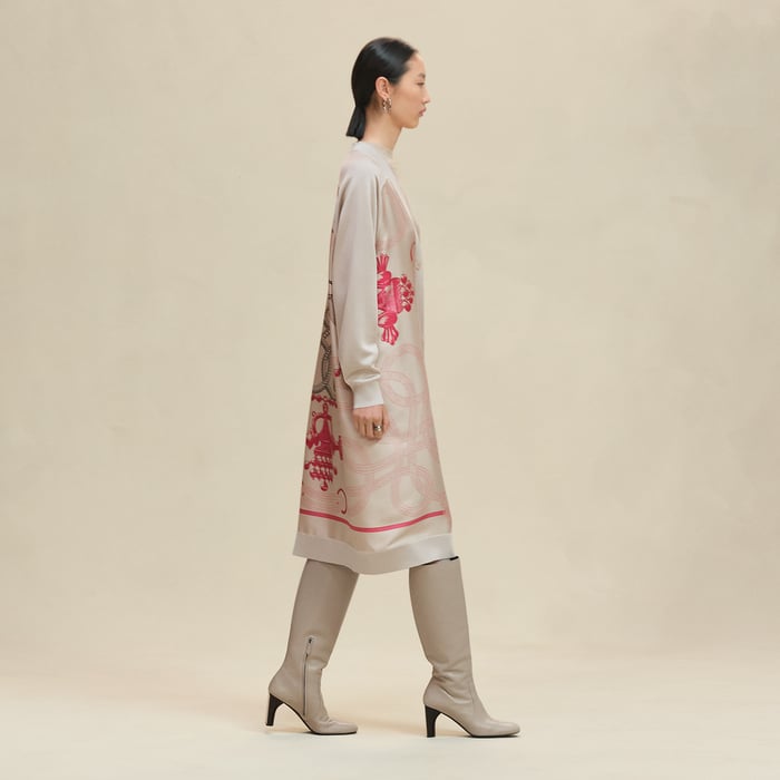 Beige Avoine "Palefroi Remix" Long-sleeve Twillaine Cardigan