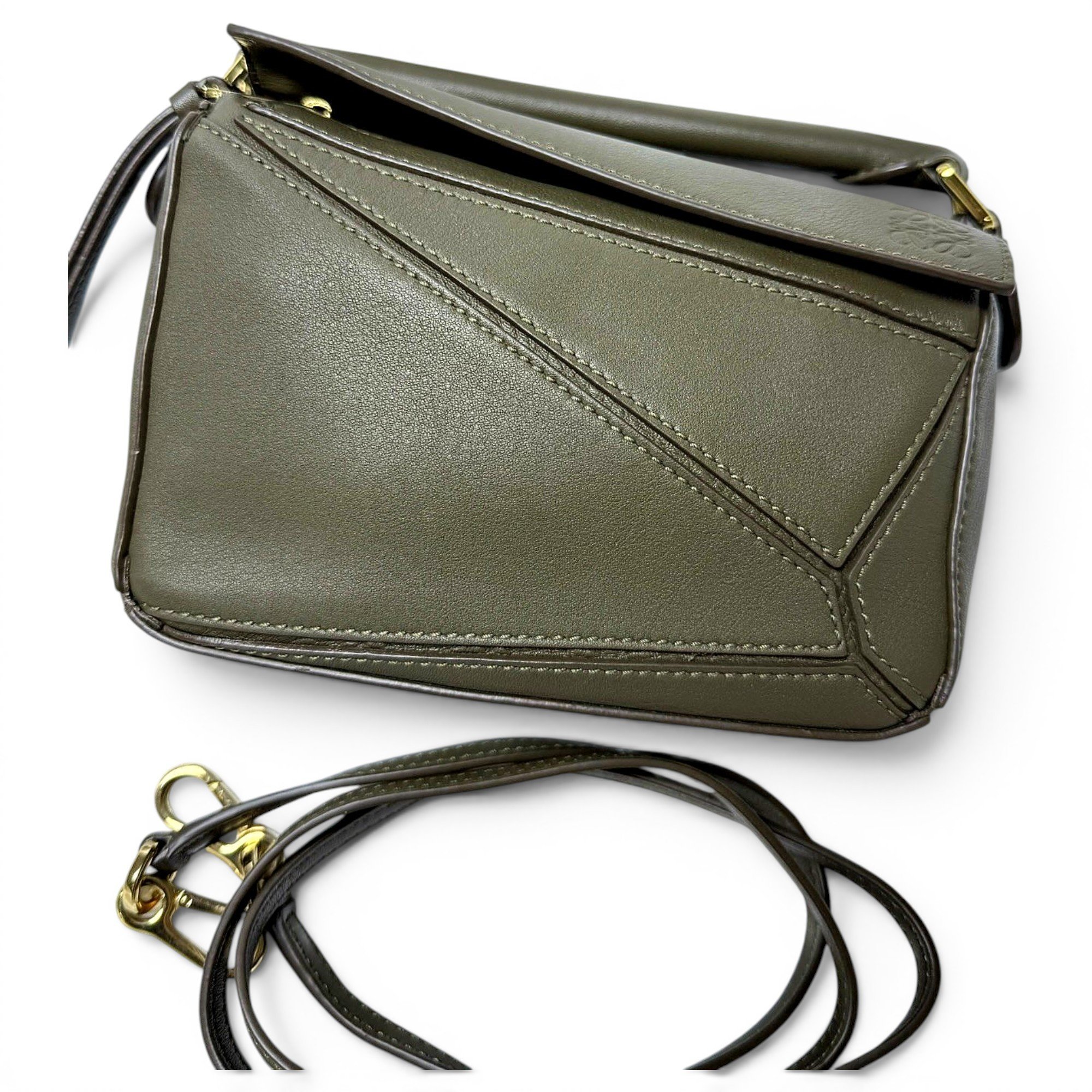 Puzzle leather handbag