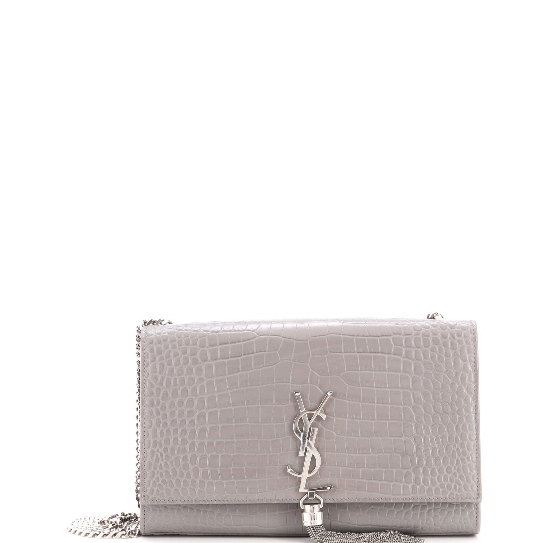 Classic Monogram Tassel Crossbody Bag Crocodile Embossed Leather Medium
