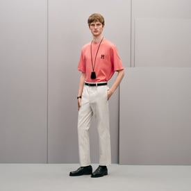 "H'Cheval" t-shirt with leather detail