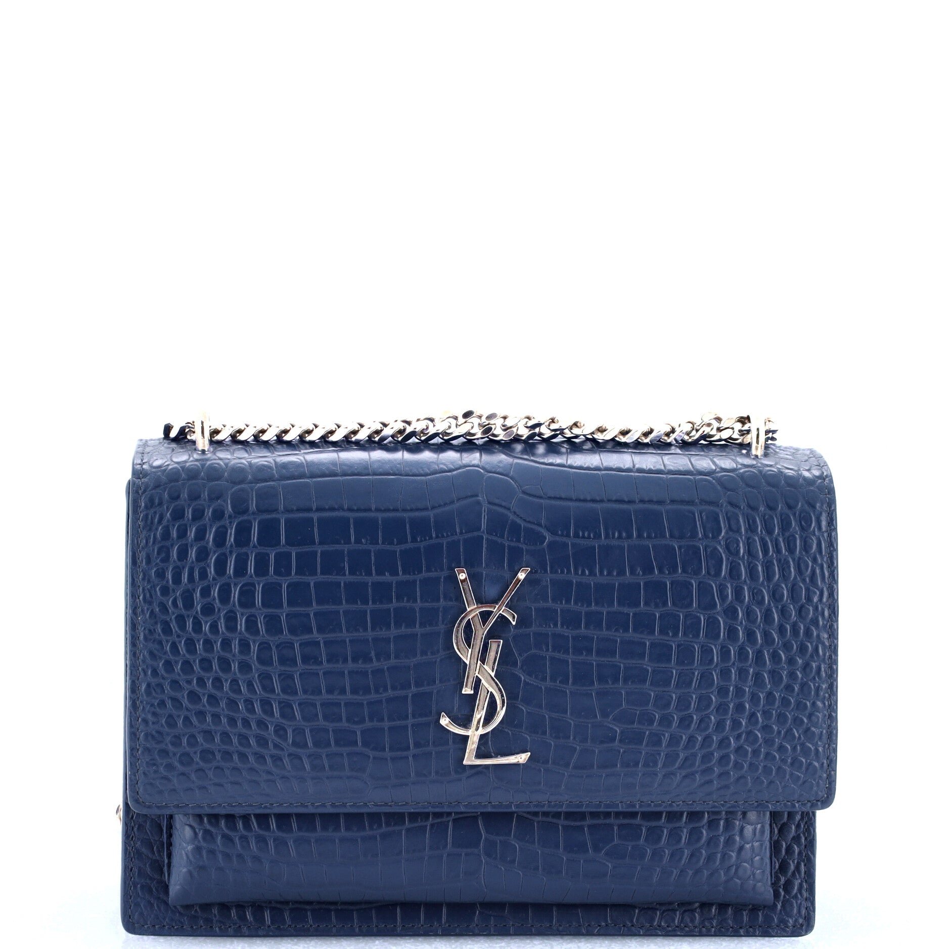Sunset Crossbody Bag Crocodile Embossed Leather Medium