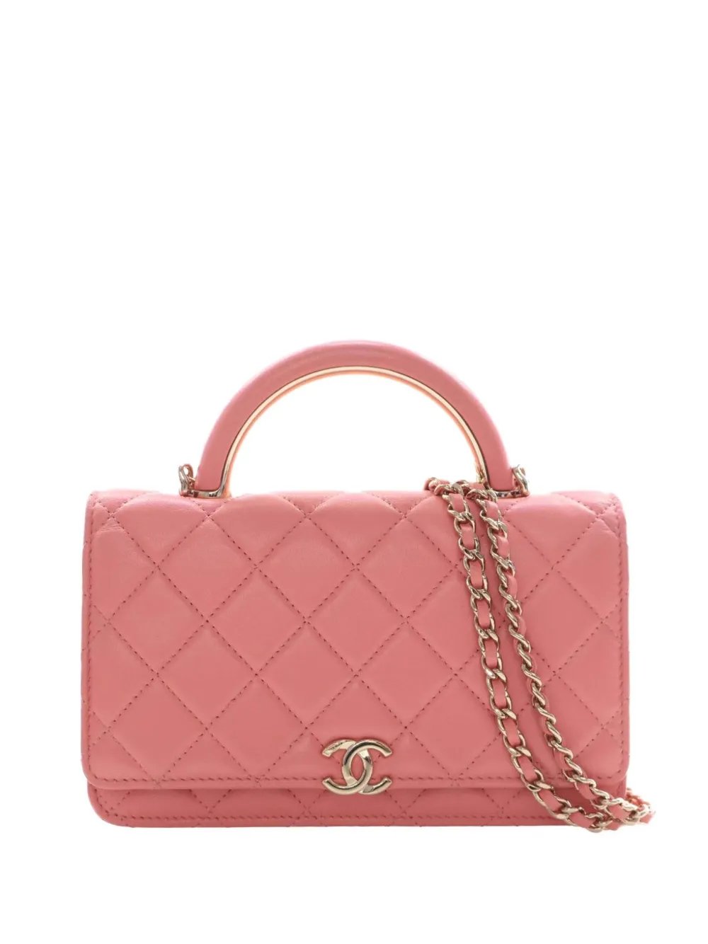 2021-2026 CC Quilted Lambskin Top Handle Flap satchel