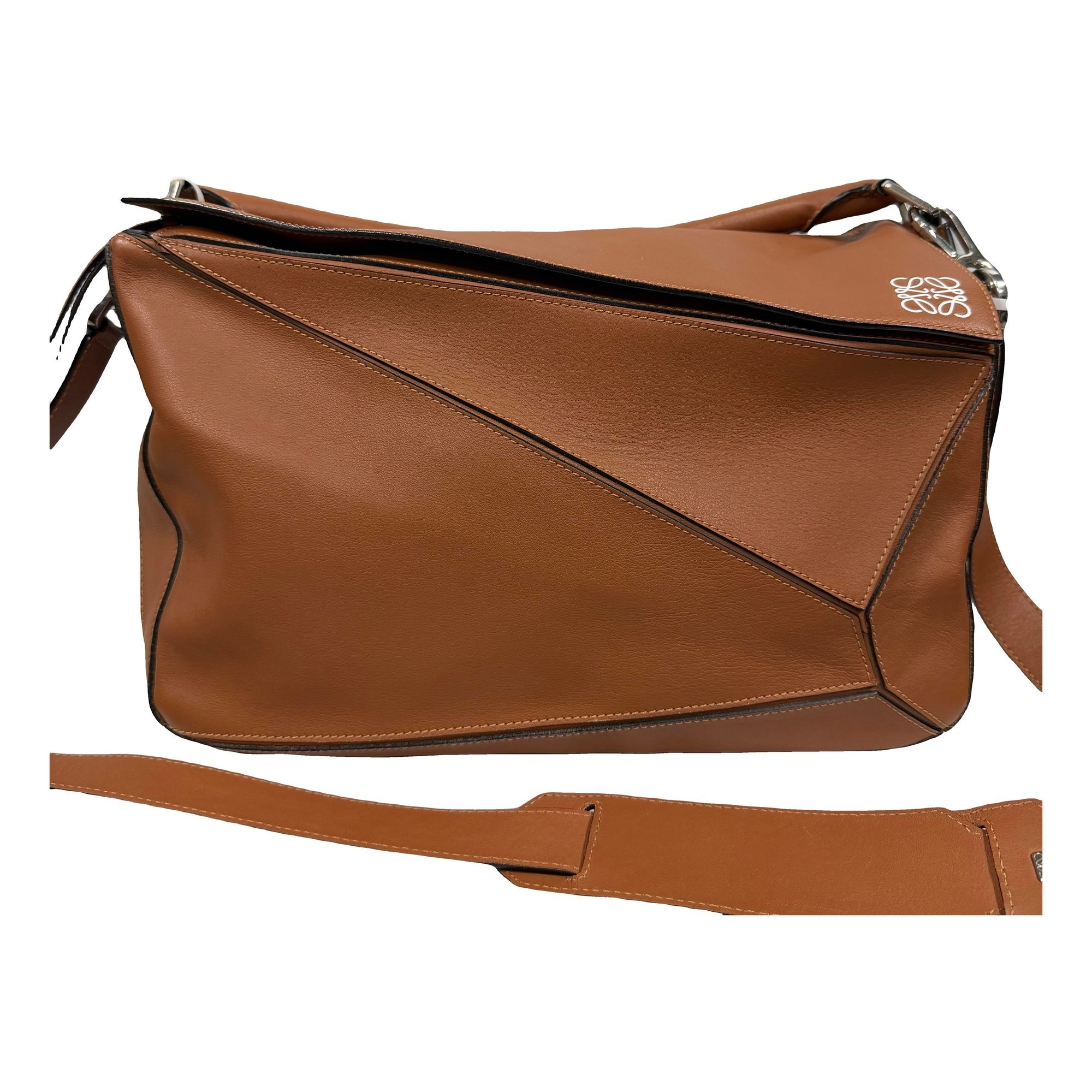 Puzzle leather handbag