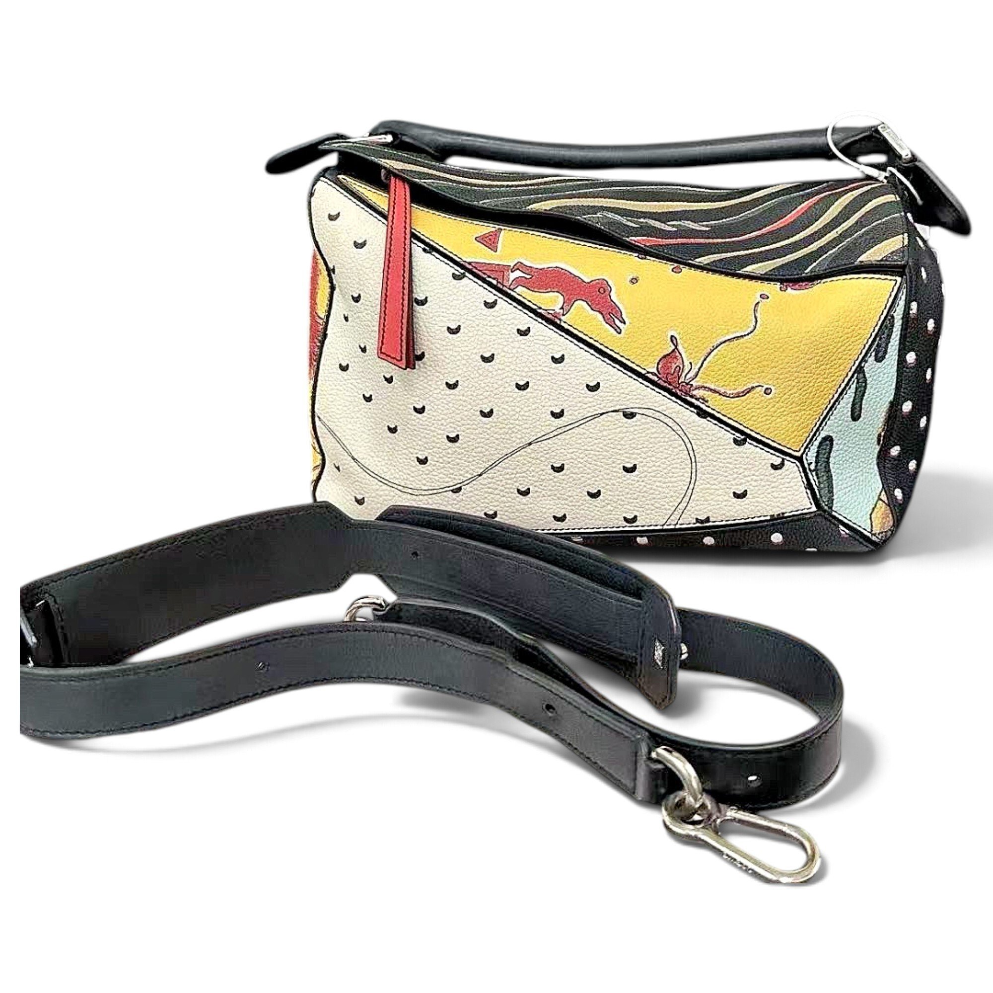 Puzzle leather handbag