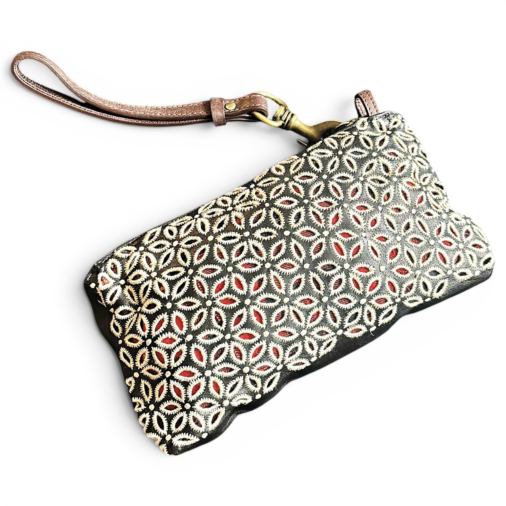 Leather clutch bag