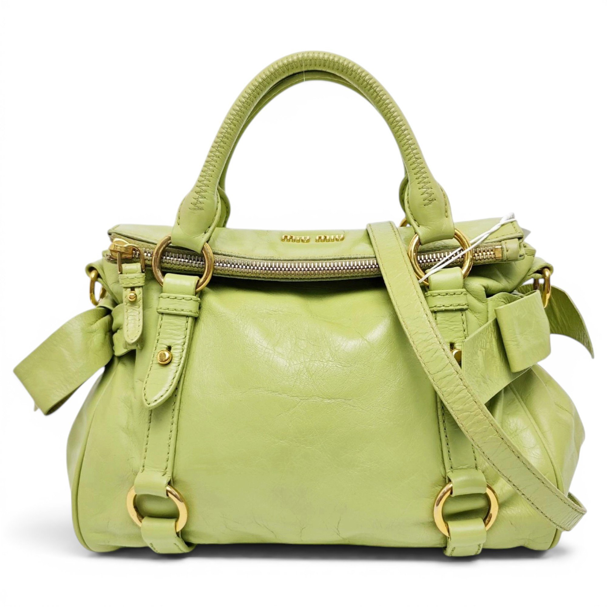 Bow bag leather handbag