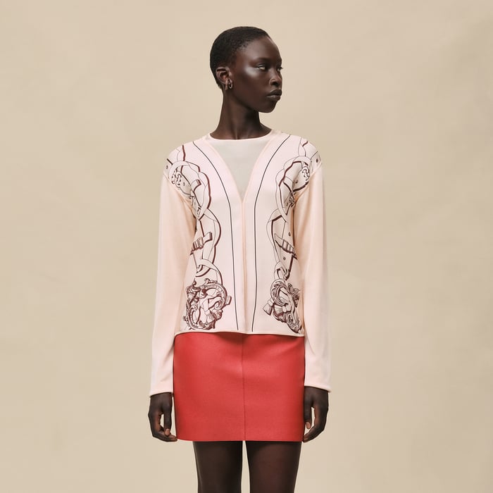 Rose Opaline "Ferronnerie Remix" Long-sleeve Twillaine Sweater