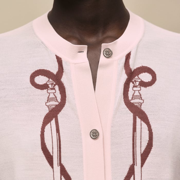 Rose Opaline "Ferronnerie" Long-sleeve Cardigan